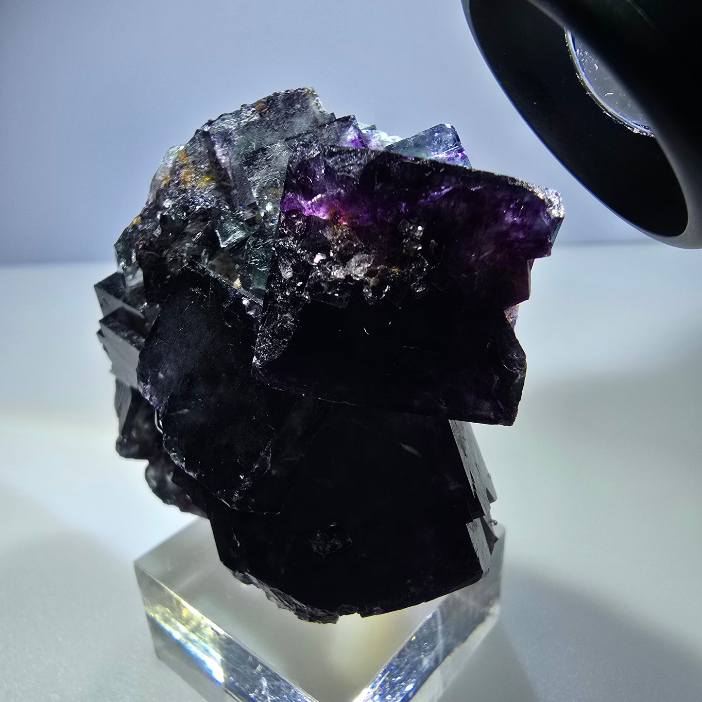Seltene Phantom Fluorit Würfel Stufe zonal grün lila Okorusu, Namibia 60*49*23mm