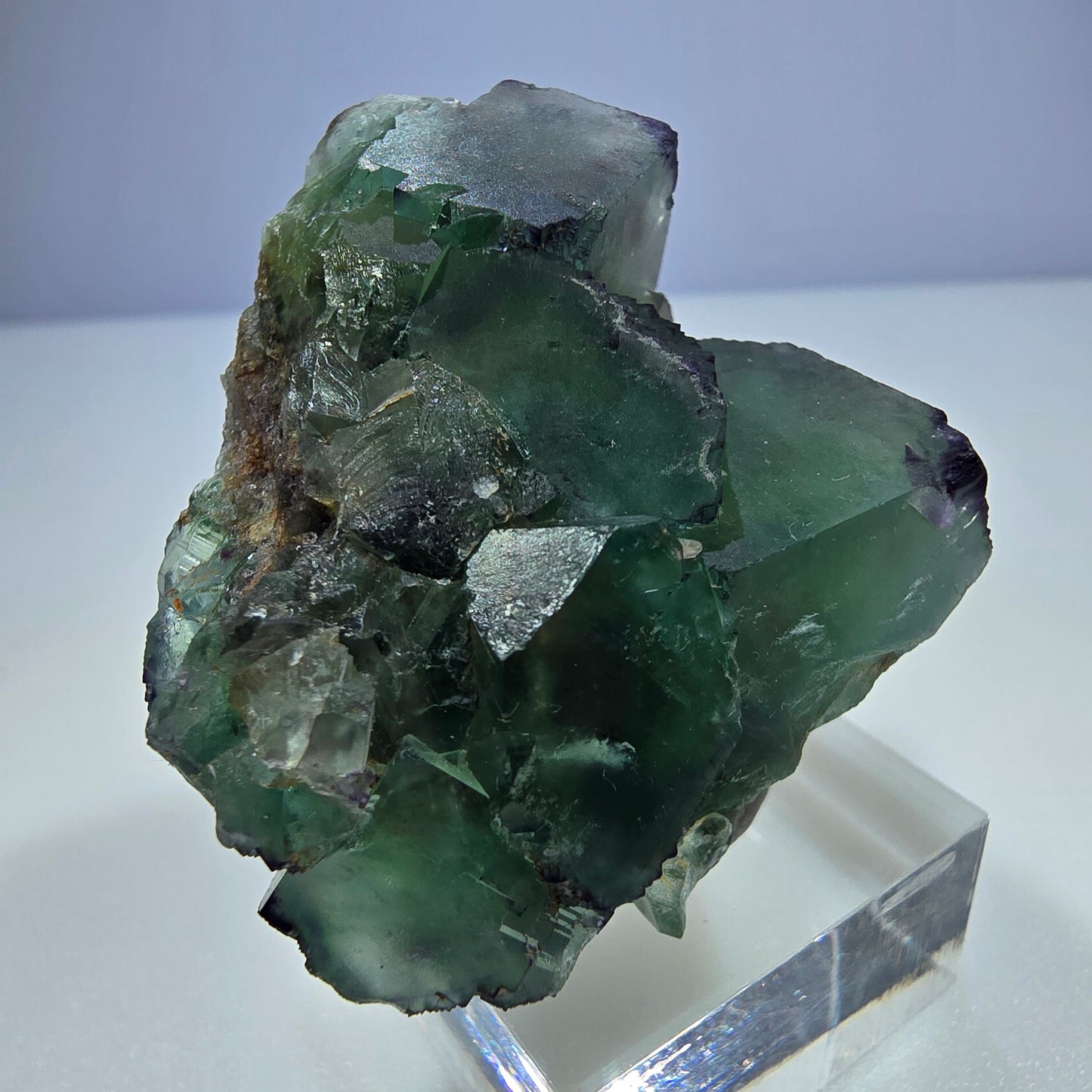 Seltene Phantom Fluorit Würfel Stufe zonal grün lila Okorusu, Namibia 47*43*26mm