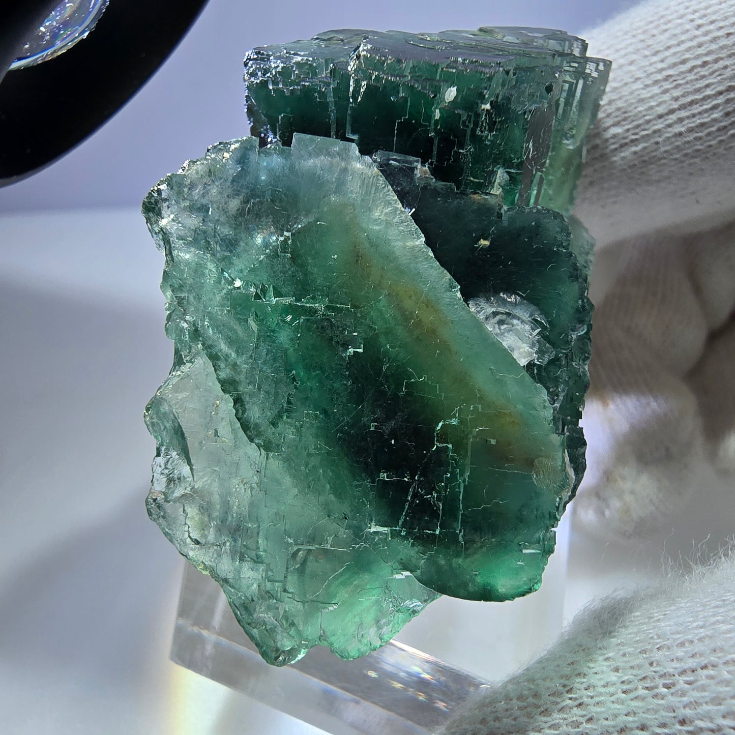 Phantom Fluorit Würfel Stufe, parkettiert grün braun Okorusu, Namibia 55*40*25mm