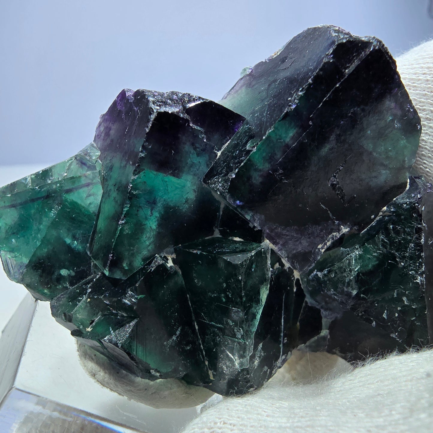 Seltene Phantom Fluorit Würfel Stufe zonal grün lila Okorusu, Namibia 62*49*21mm