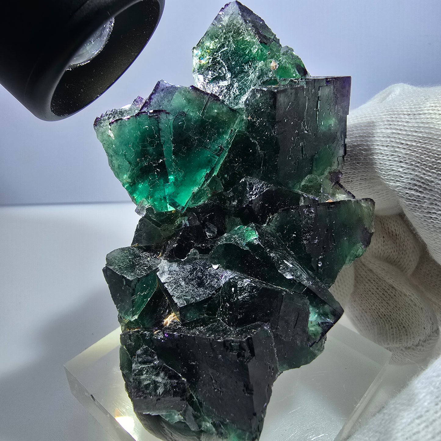 Phantom Fluorit Würfel Stufe, parkettiert grün lila Okorusu, Namibia 79*54*31mm