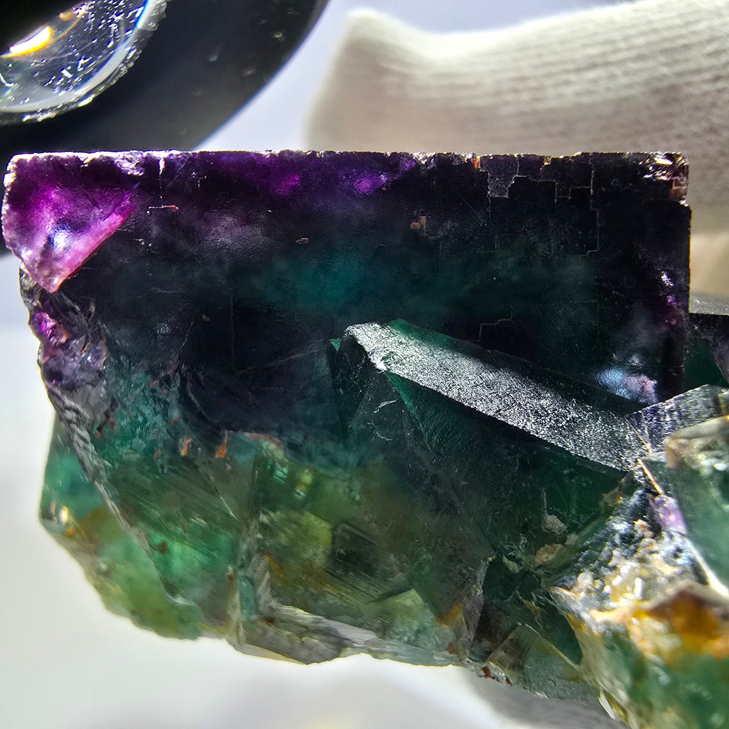 Phantom Fluorit Würfel Stufe, parkettiert grün lila Okorusu, Namibia 59*45*25mm
