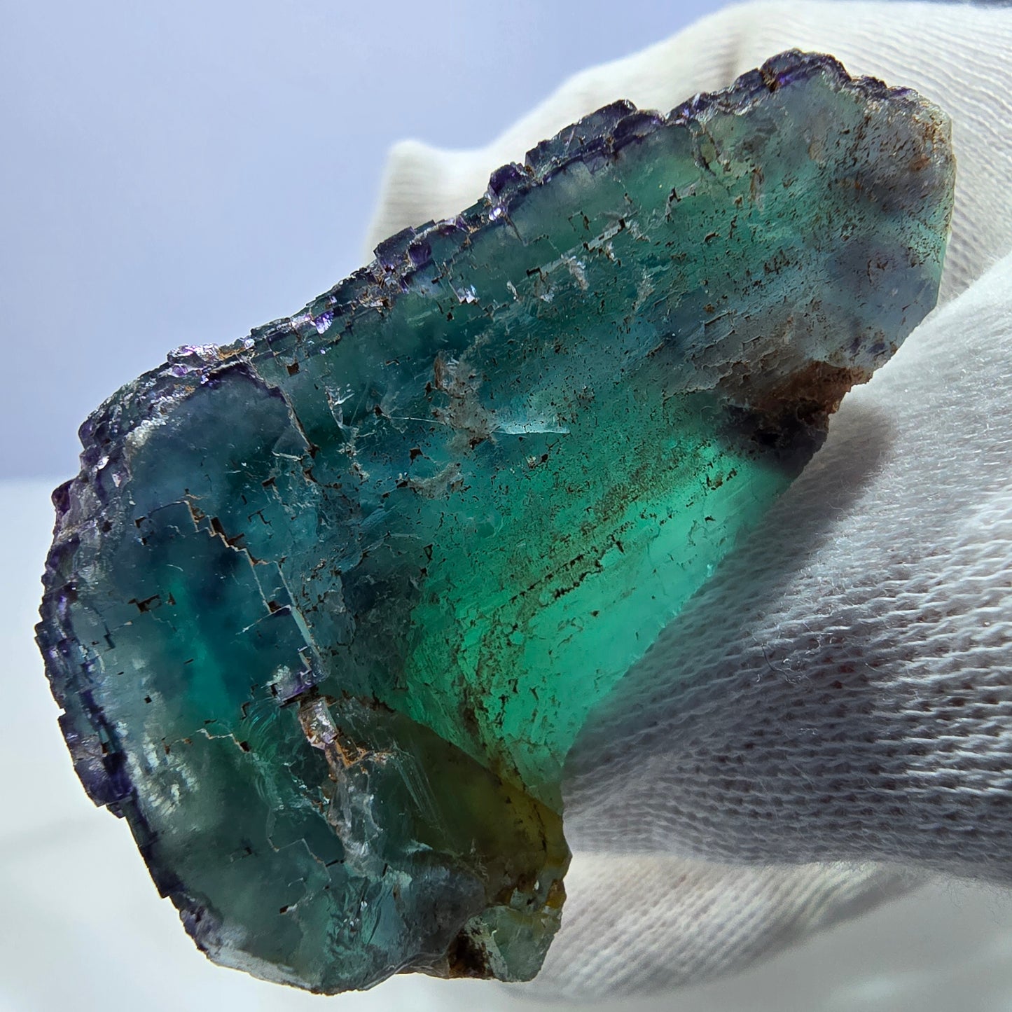 Phantom Fluorit Würfel Stufe, parkettiert grün türkis Okorusu Namibia 54*53*30mm