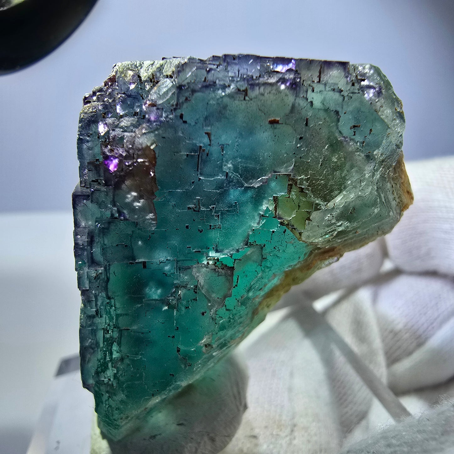 Phantom Fluorit Würfel Stufe, parkettiert grün türkis Okorusu Namibia 54*53*30mm