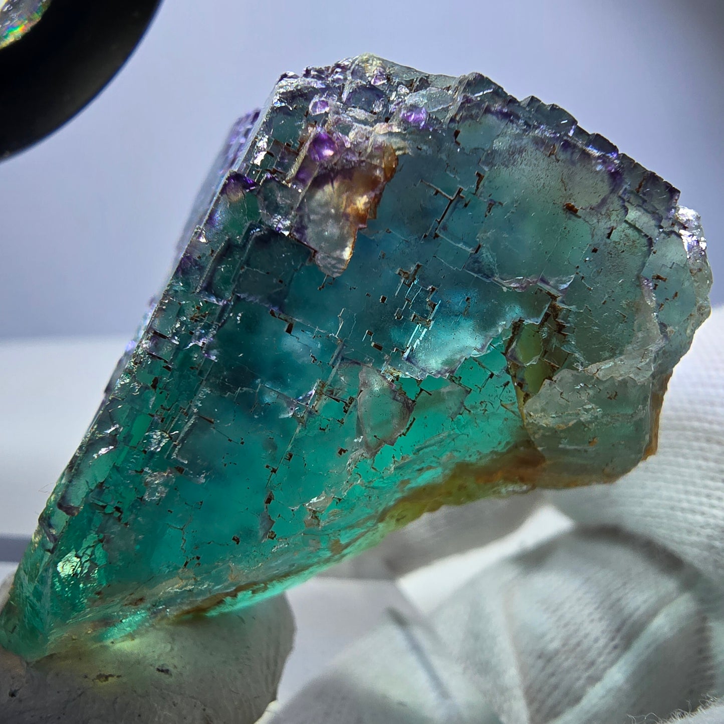 Phantom Fluorit Würfel Stufe, parkettiert grün türkis Okorusu Namibia 54*53*30mm