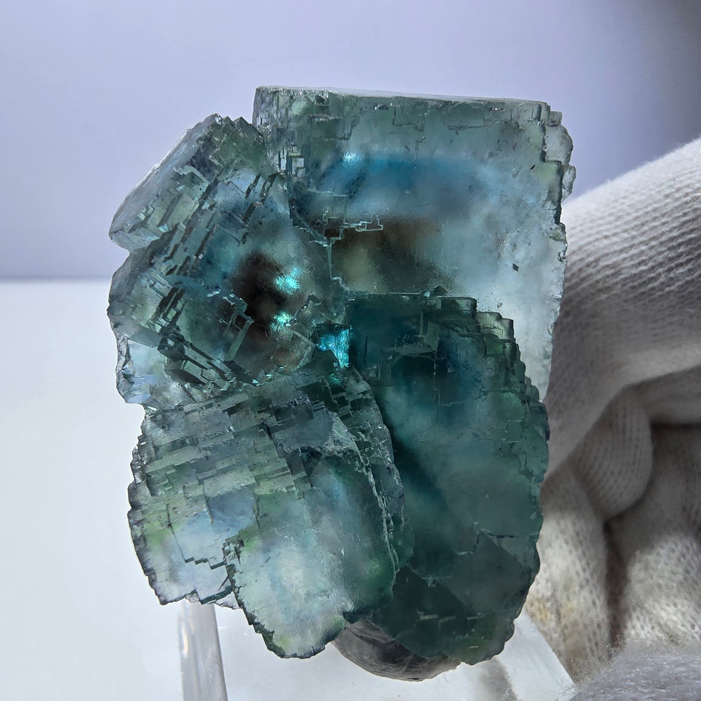 Phantom Fluorit Würfel Stufe, parkettiert grün braun Okorusu, Namibia 48*43*23mm