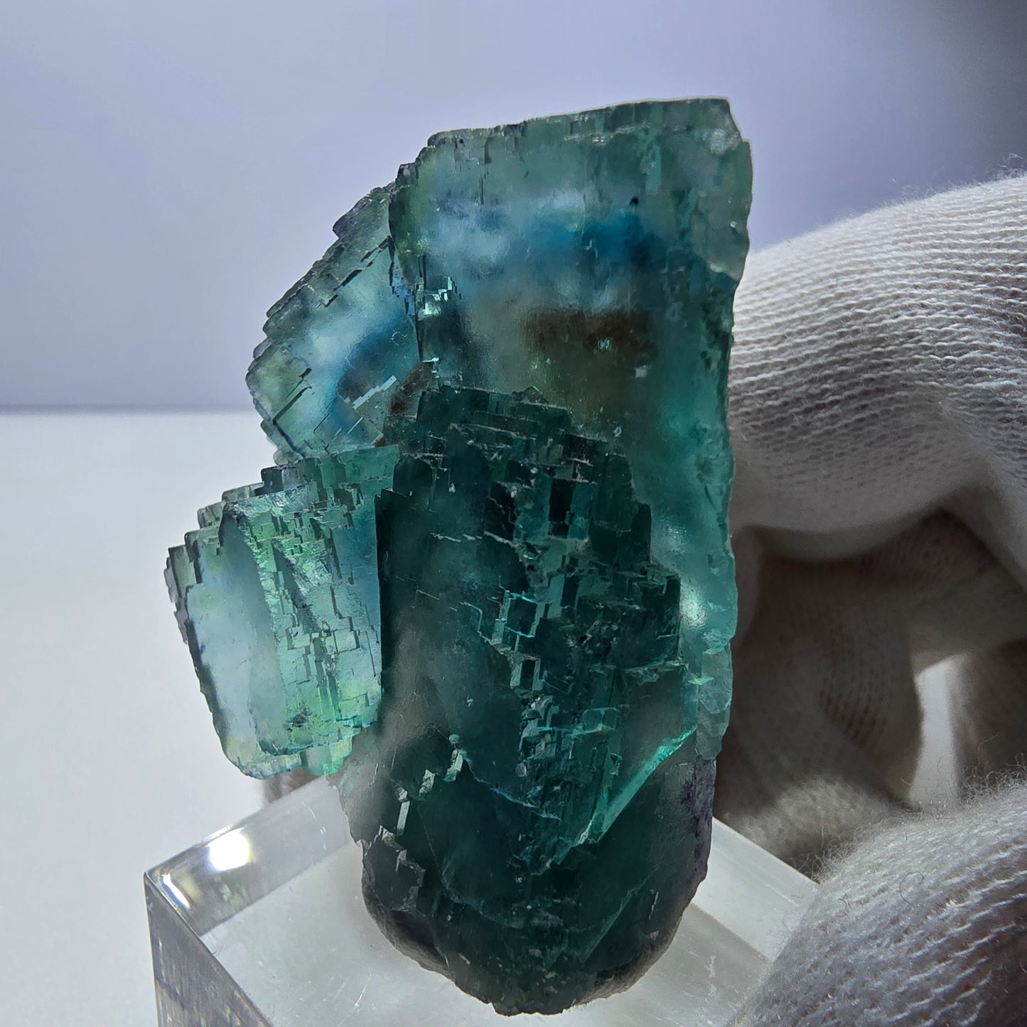 Phantom Fluorit Würfel Stufe, parkettiert grün braun Okorusu, Namibia 48*43*23mm