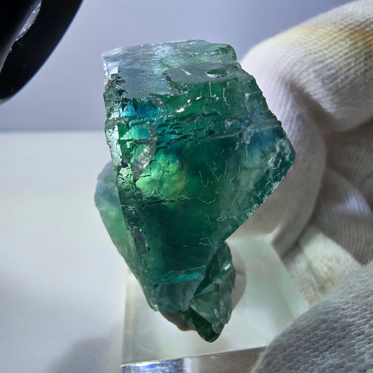 Phantom Fluorite cube specimen parquetted green turquoise Okorusu, Namibia 47*42*21mm