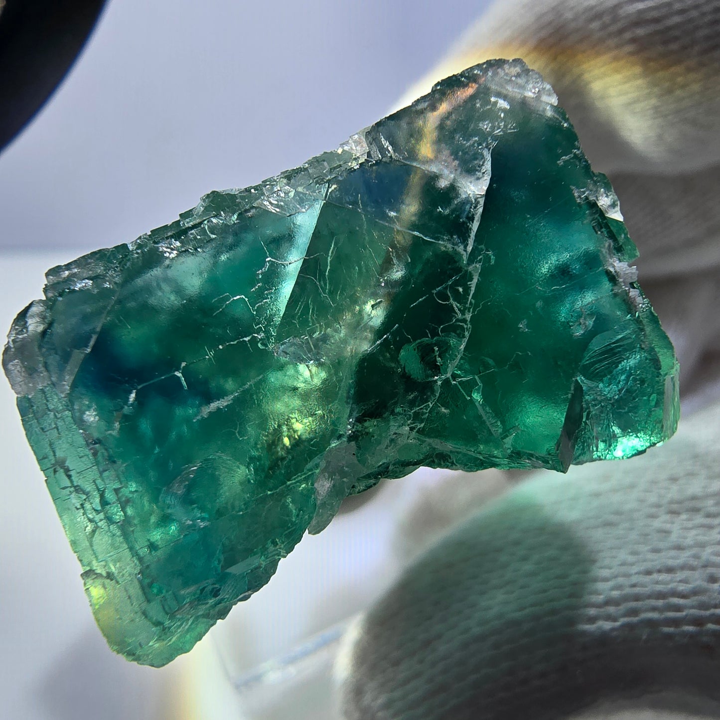 Phantom Fluorite cube specimen parquetted green turquoise Okorusu, Namibia 47*42*21mm