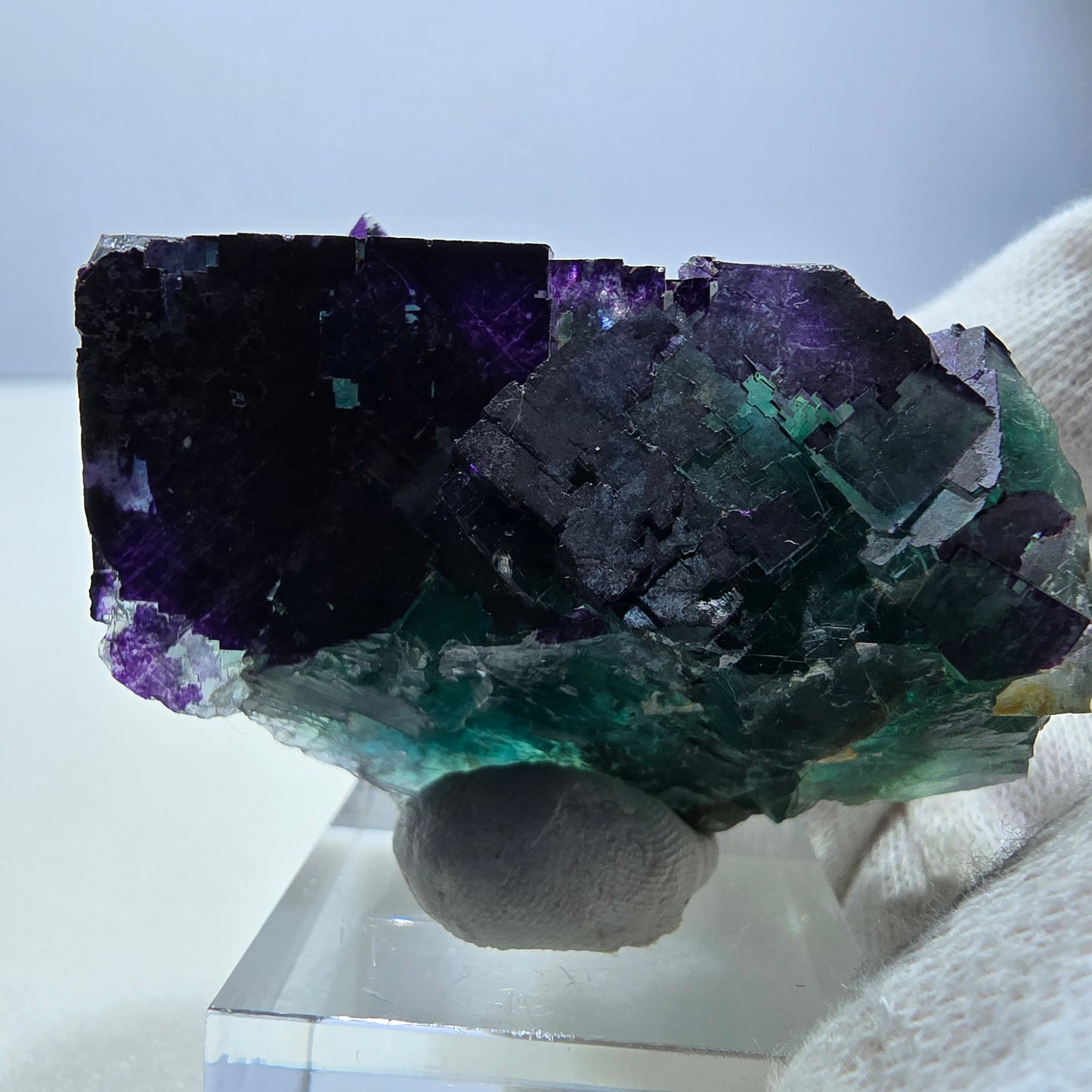 Seltene Phantom Fluorit Würfel Stufe zonal grün lila Okorusu, Namibia 46*37*29mm