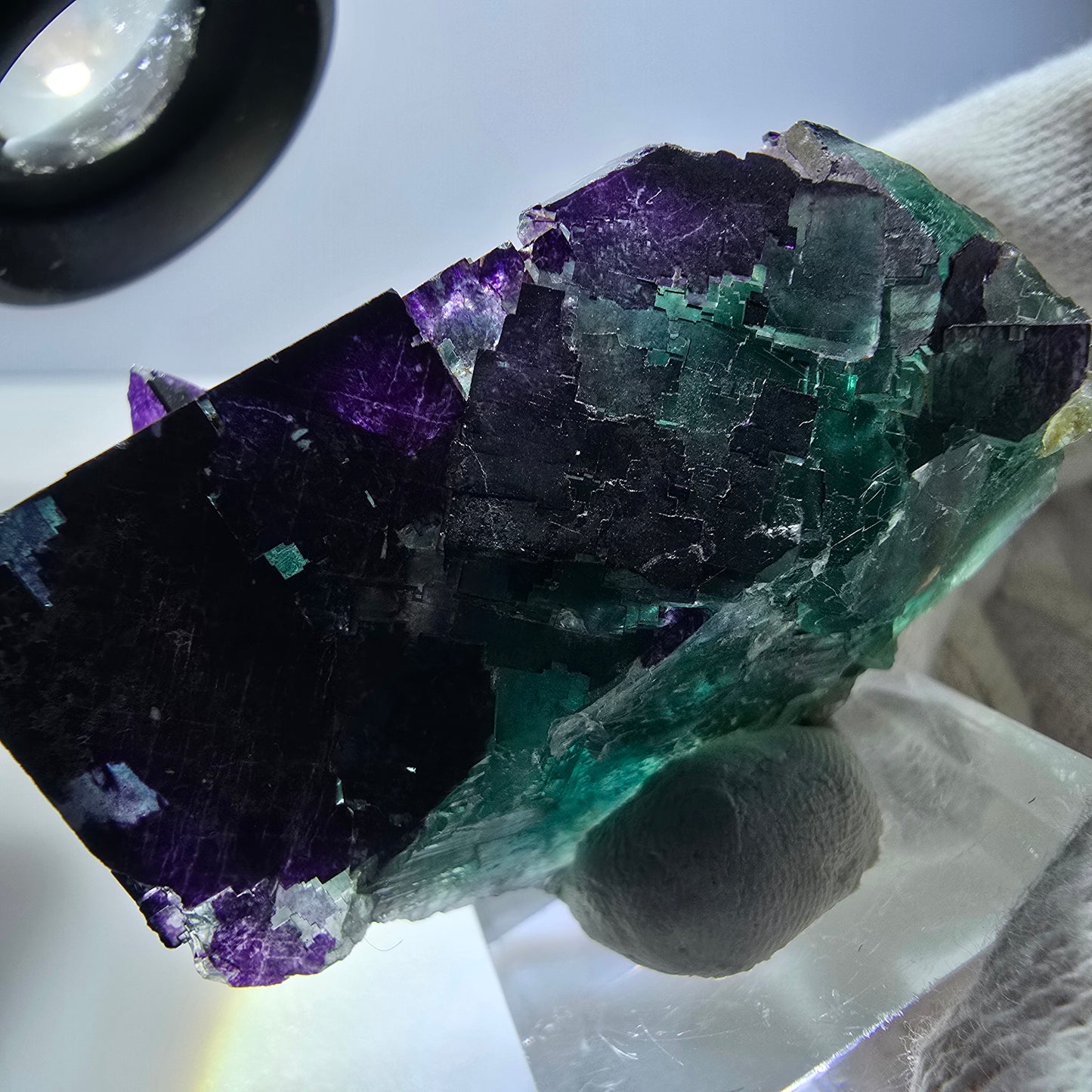 Seltene Phantom Fluorit Würfel Stufe zonal grün lila Okorusu, Namibia 46*37*29mm