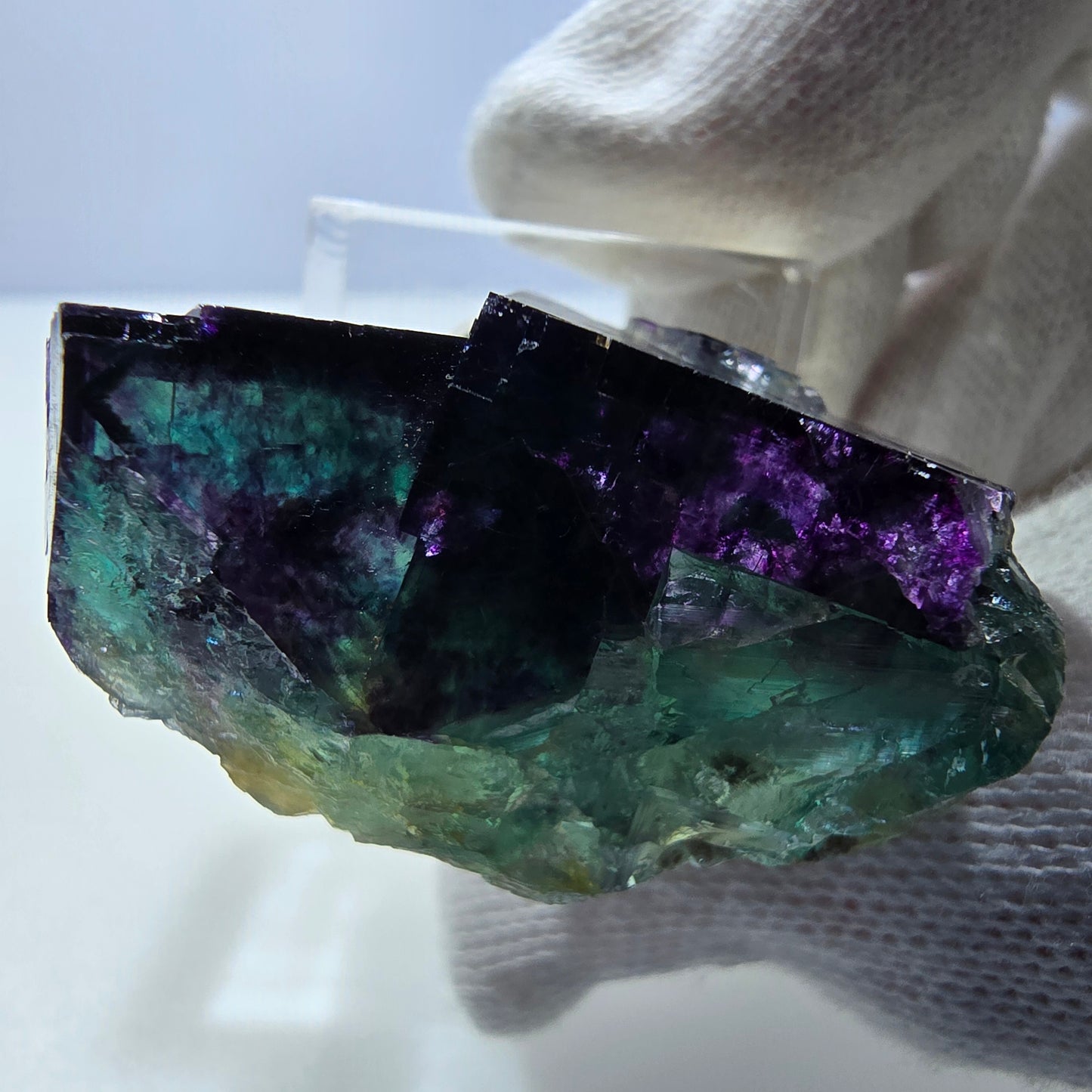 Rare Phantom Fluorite Cube Specimen zonal green purple Okorusu, Namibia 39*30*24mm