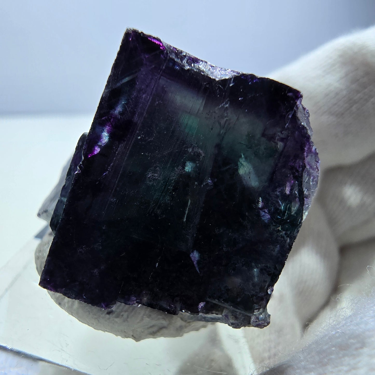 Rare Phantom Fluorite Cube Specimen zonal green purple Okorusu, Namibia 36*26*25mm