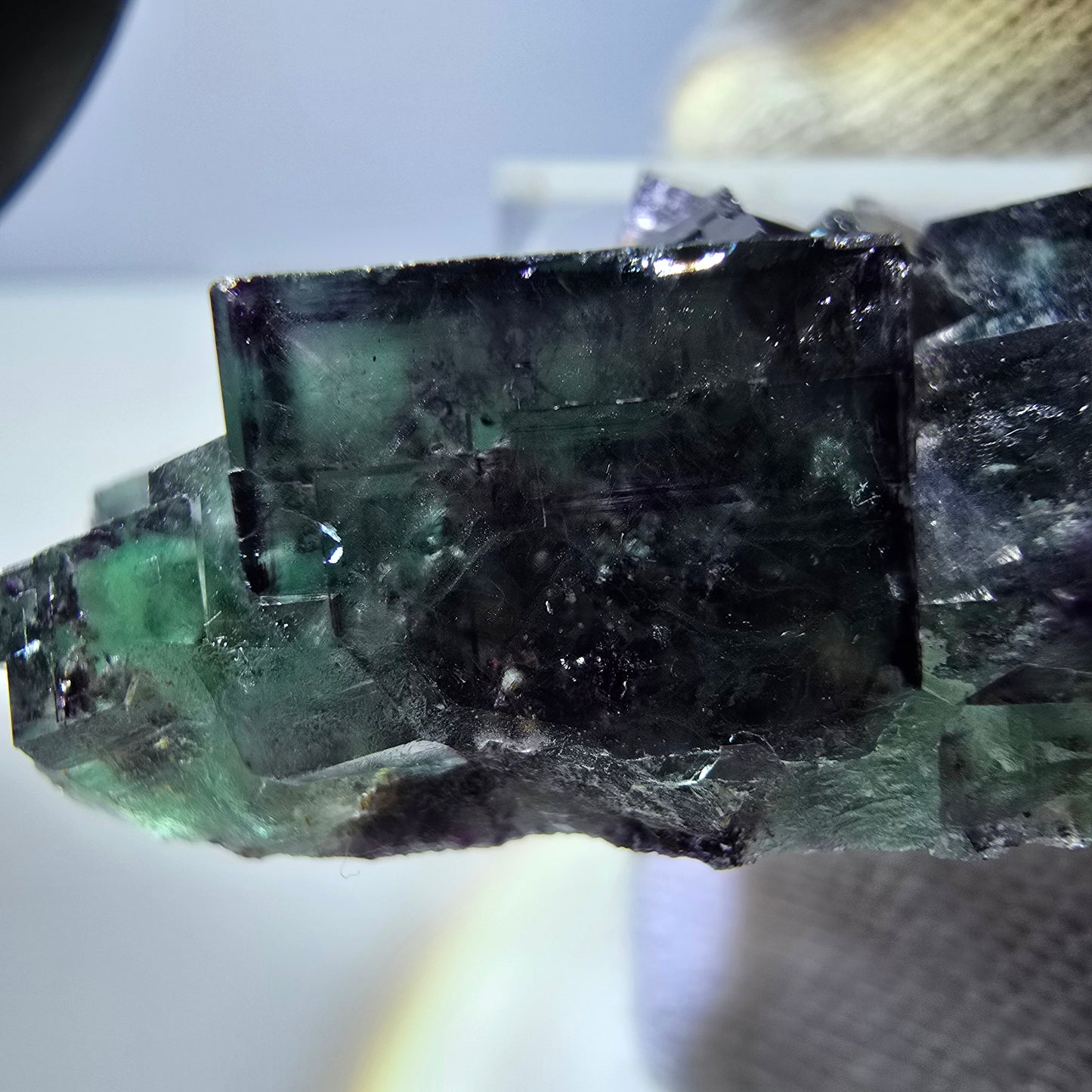 Rare Phantom Fluorite Cube Specimen zonal green purple Okorusu, Namibia 47*30*15mm