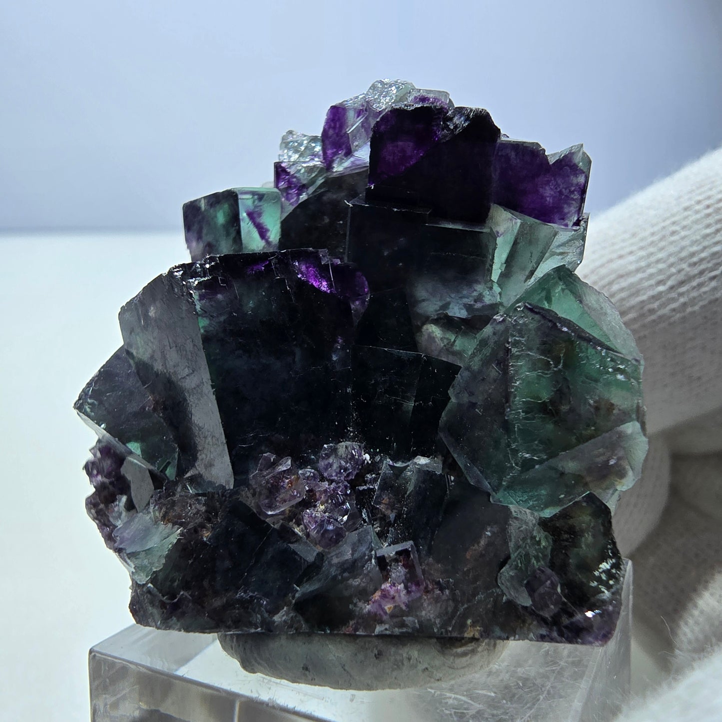 Rare Phantom Fluorite Cube Specimen zonal green purple Okorusu, Namibia 40*39*20mm