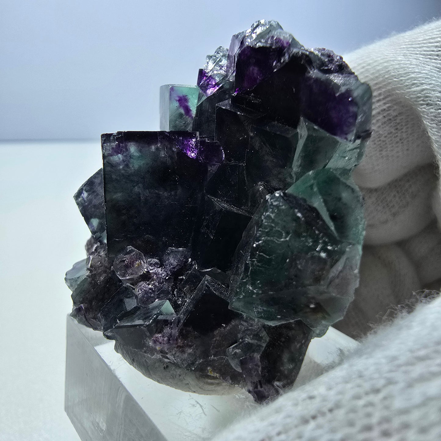 Rare Phantom Fluorite Cube Specimen zonal green purple Okorusu, Namibia 40*39*20mm