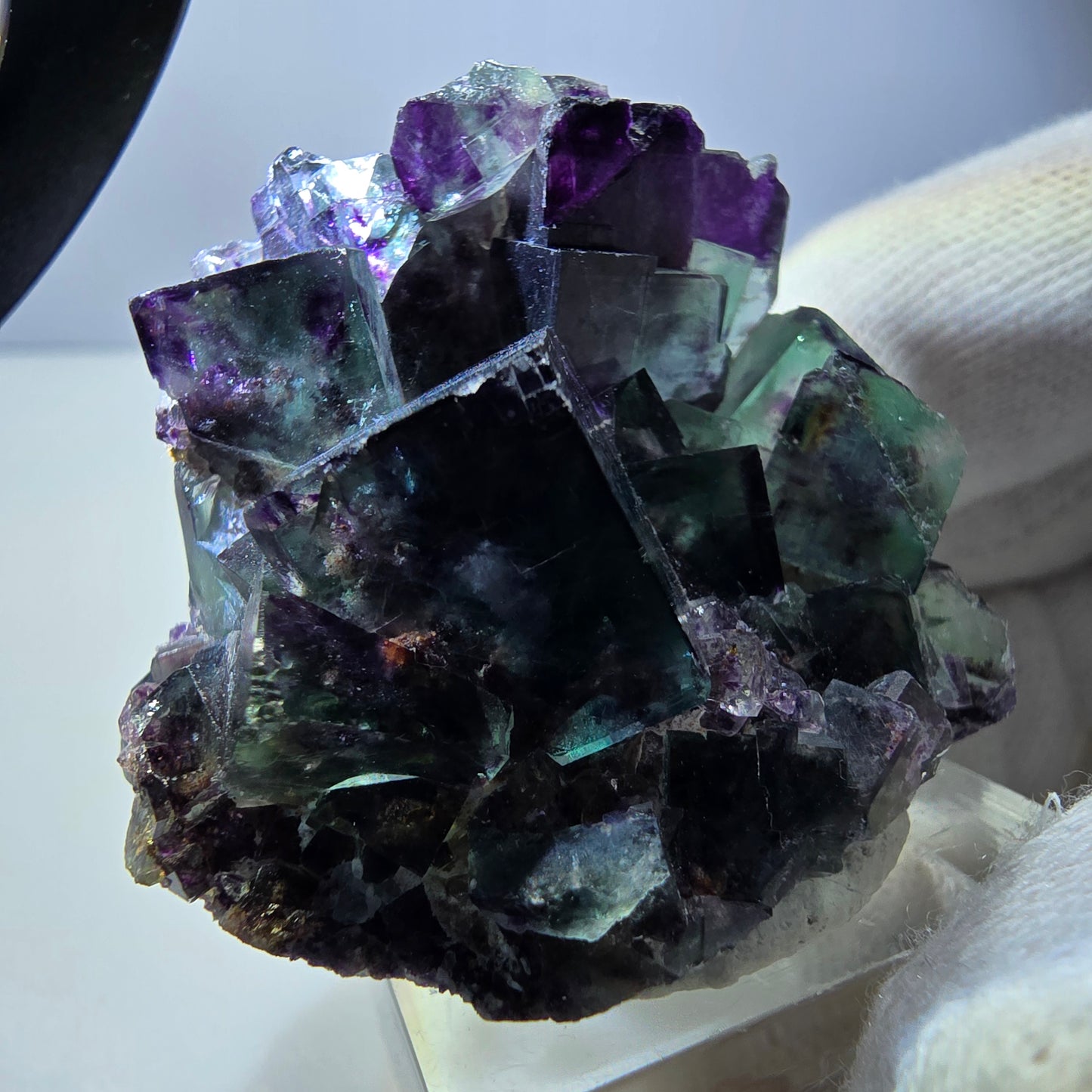 Rare Phantom Fluorite Cube Specimen zonal green purple Okorusu, Namibia 40*39*20mm