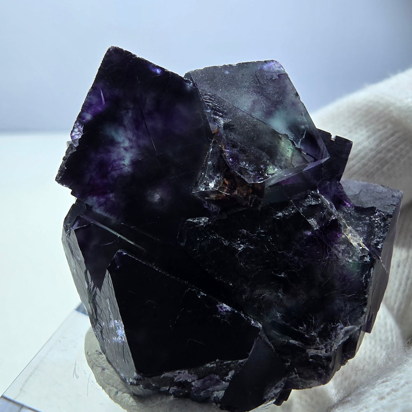 Rare Phantom Fluorite Cube Specimen zonal green purple Okorusu, Namibia 41*34*21mm