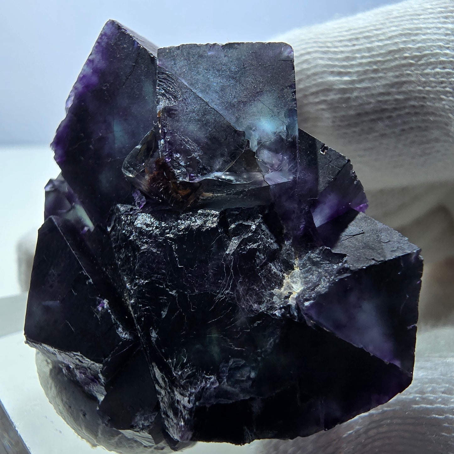 Rare Phantom Fluorite Cube Specimen zonal green purple Okorusu, Namibia 41*34*21mm