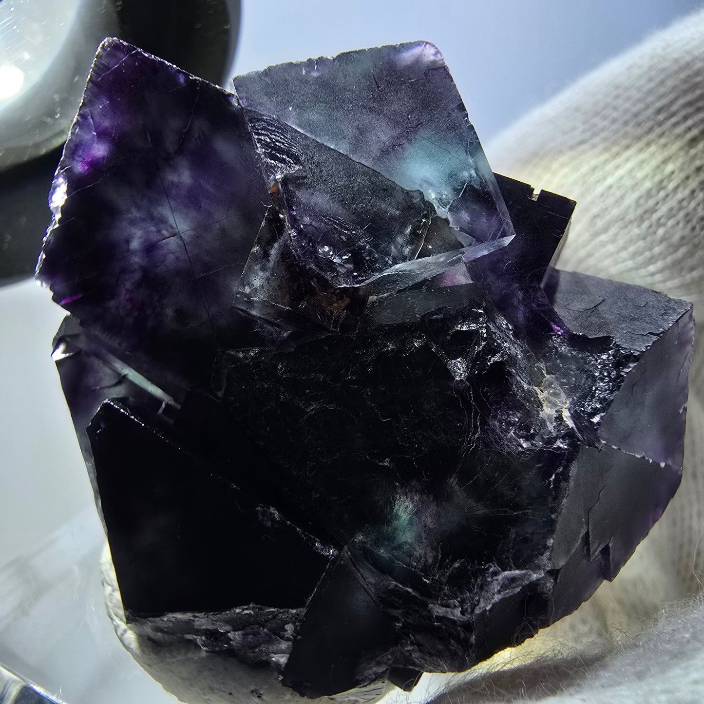 Rare Phantom Fluorite Cube Specimen zonal green purple Okorusu, Namibia 41*34*21mm