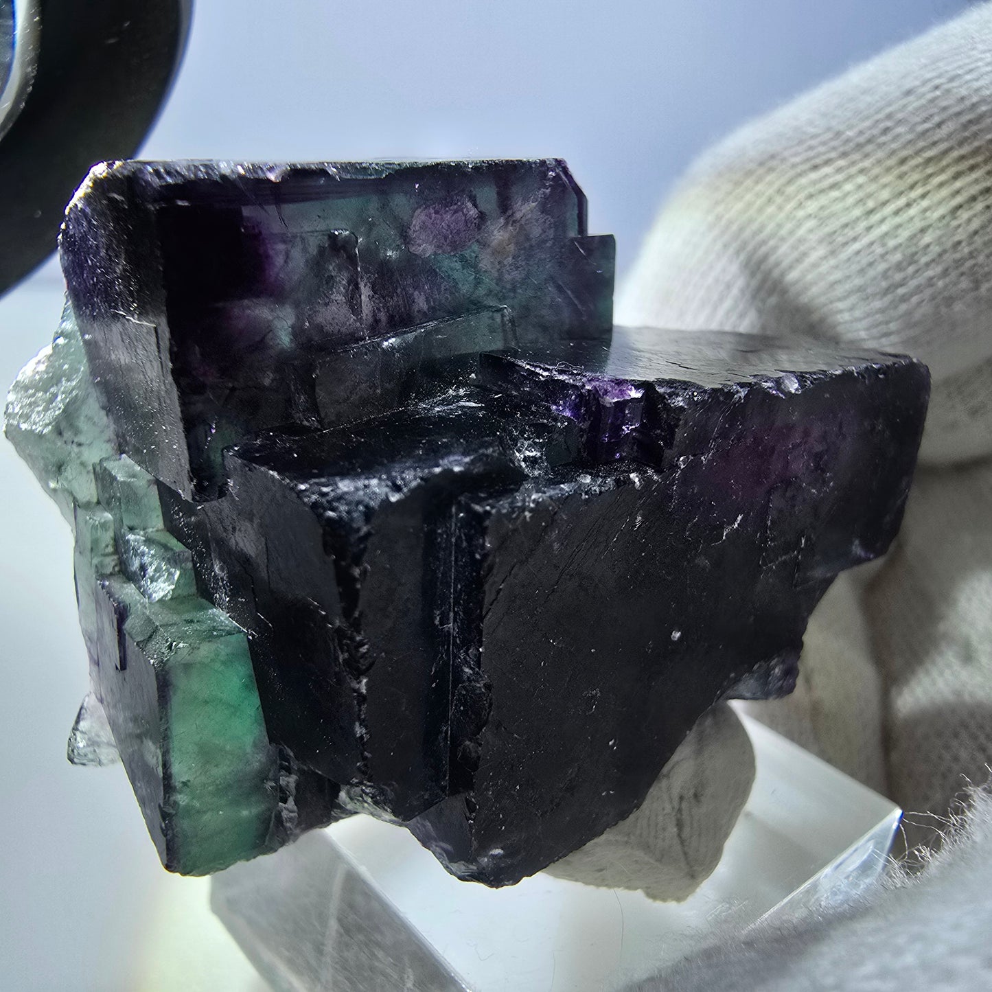 Seltene Phantom Fluorit Würfel Stufe zonal grün lila Okorusu, Namibia 47*35*28mm