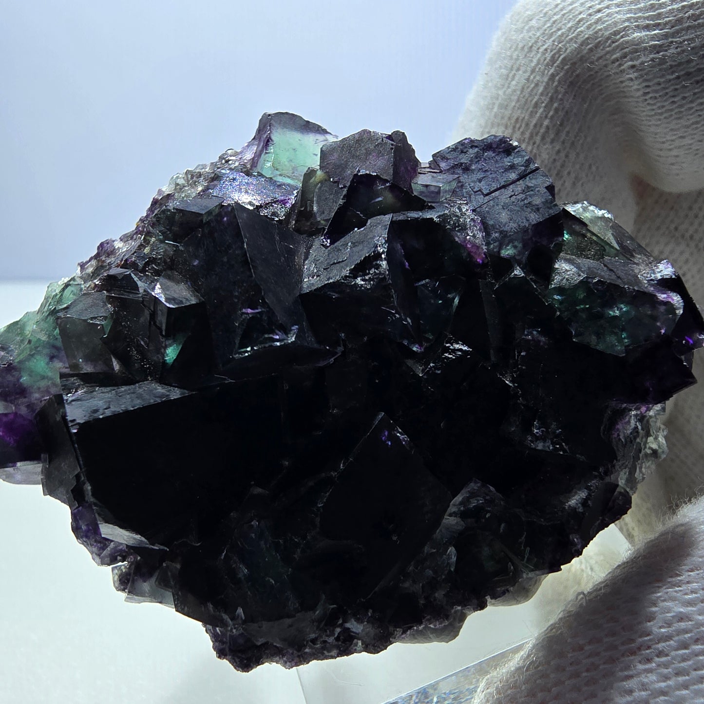 Rare Phantom Fluorite Cube Specimen zonal green purple Okorusu, Namibia 59*42*18mm