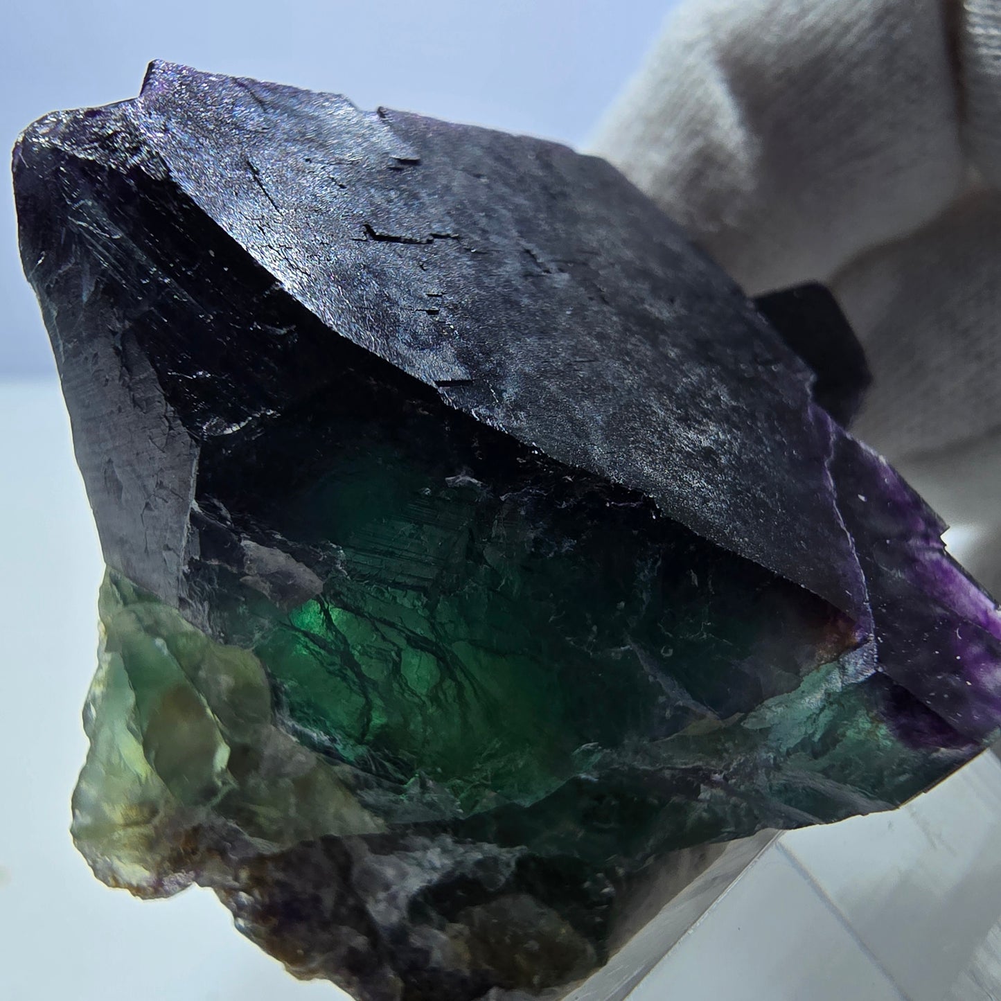Rare Phantom Fluorite Cube Specimen zonal green purple Okorusu, Namibia 48*43*36mm