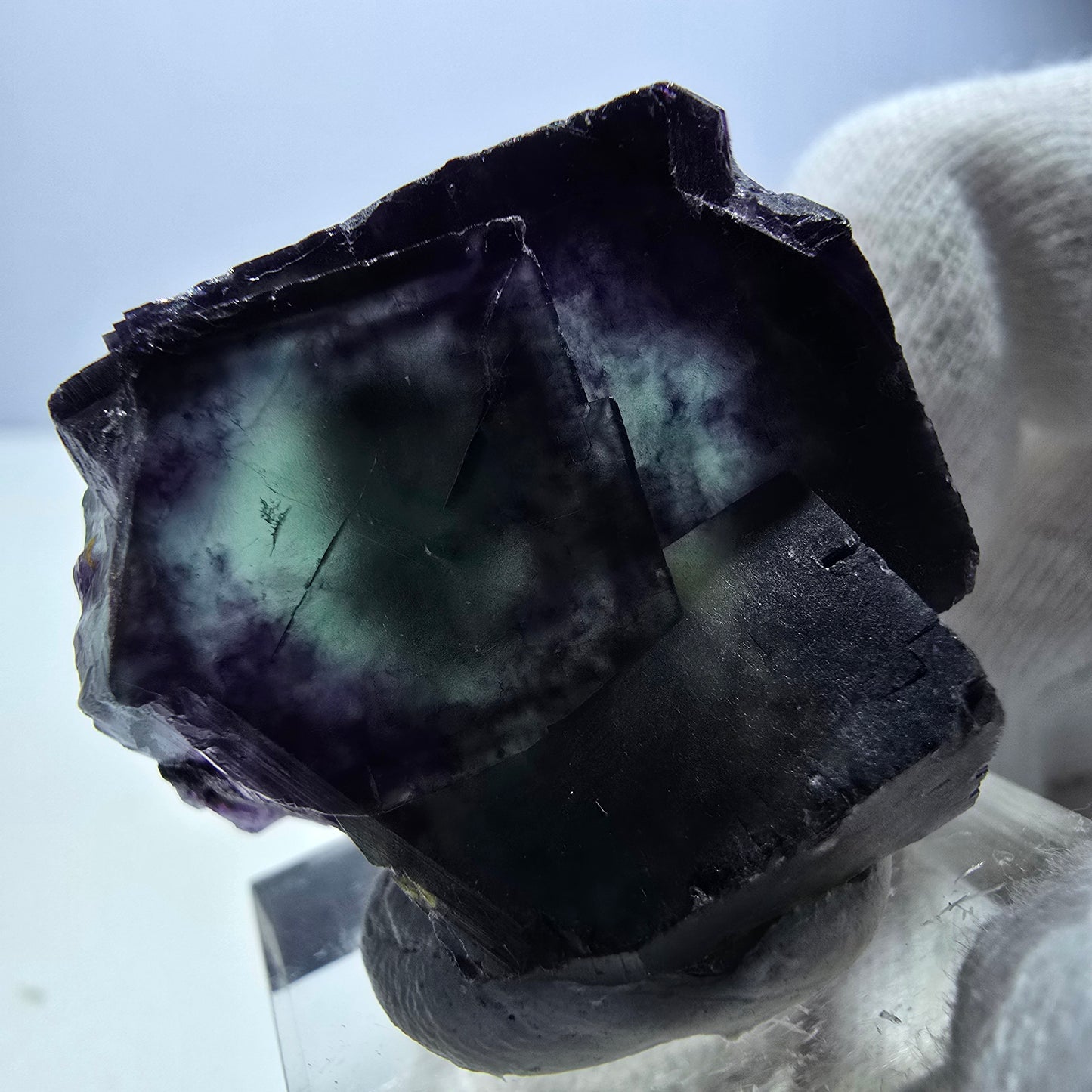 Seltene Phantom Fluorit Würfel Stufe zonal grün lila Okorusu, Namibia 34*27*20mm