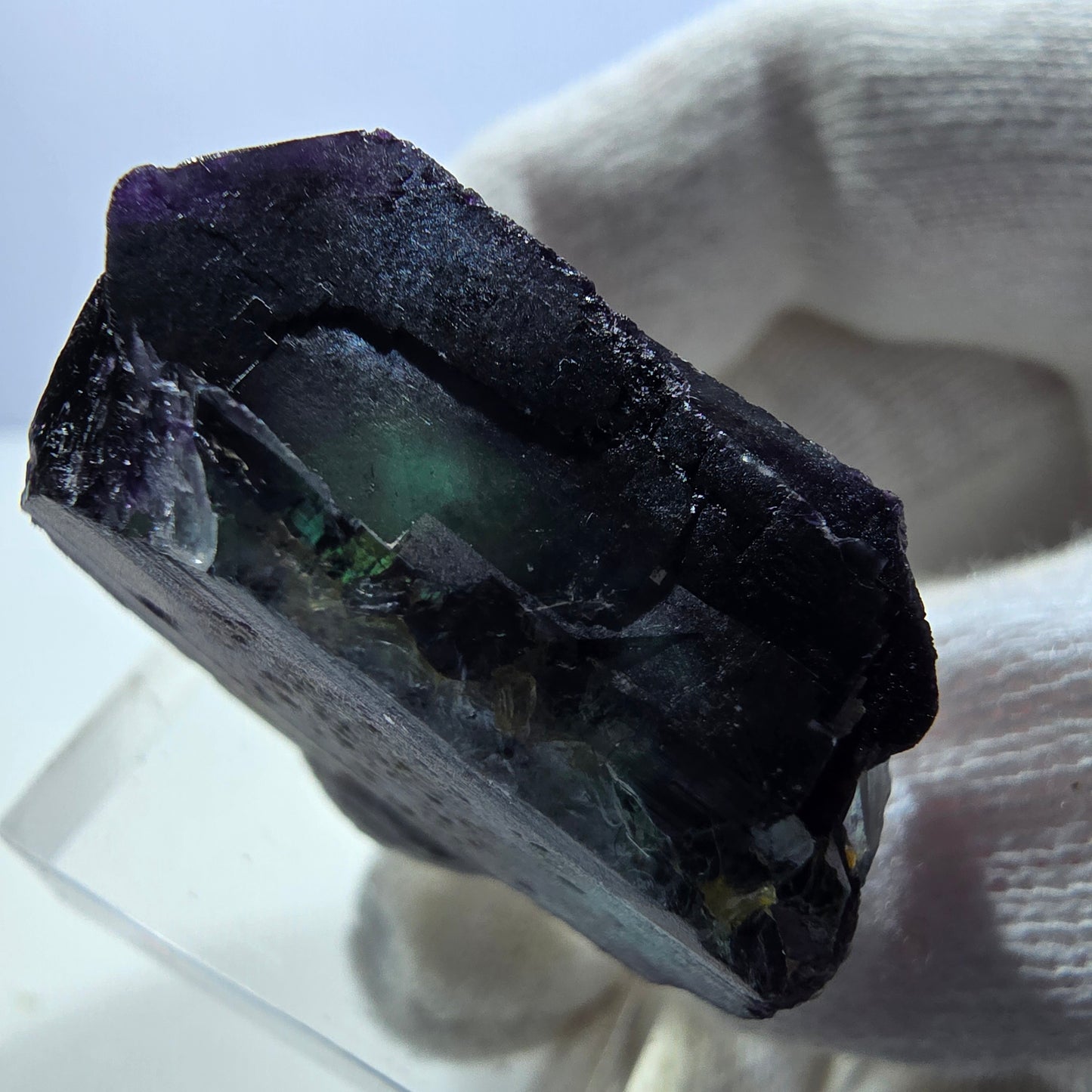 Seltene Phantom Fluorit Würfel Stufe zonal grün lila Okorusu, Namibia 34*27*20mm