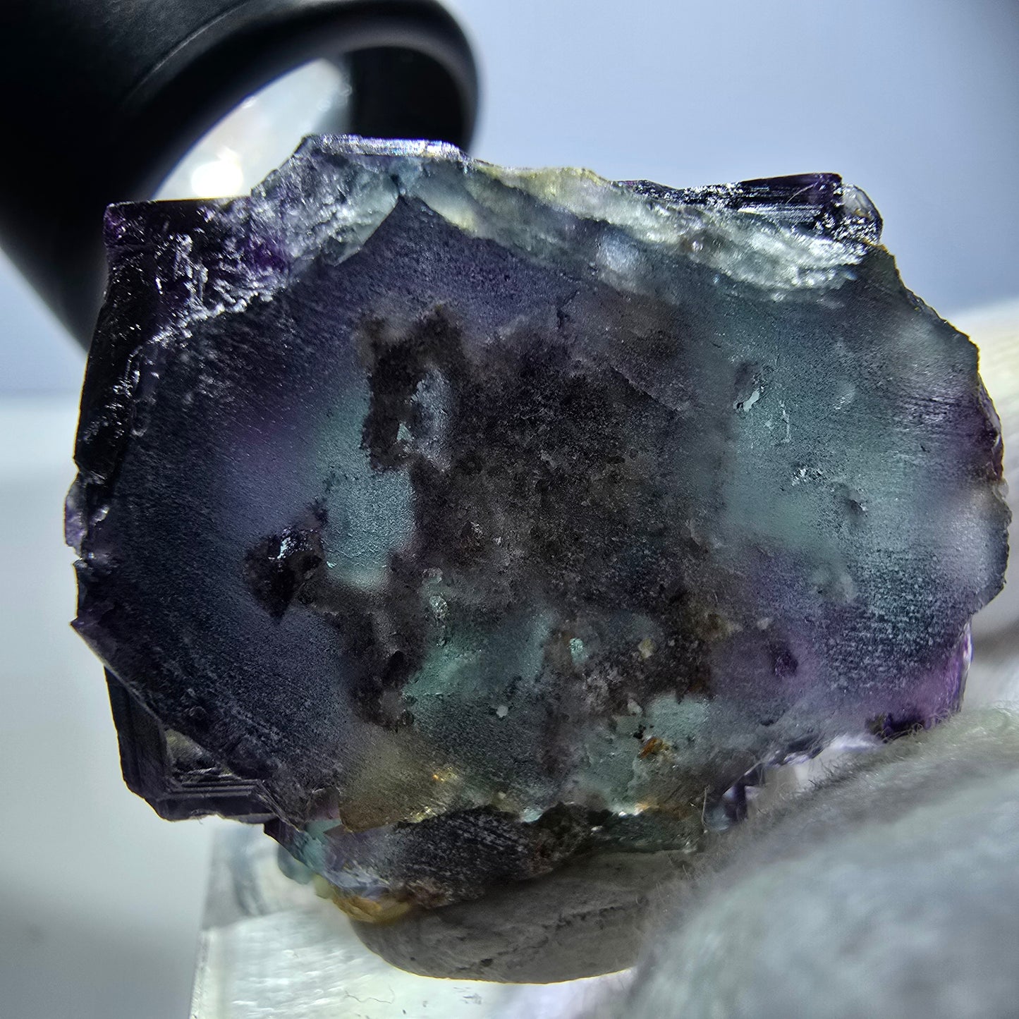 Seltene Phantom Fluorit Würfel Stufe zonal grün lila Okorusu, Namibia 34*27*20mm