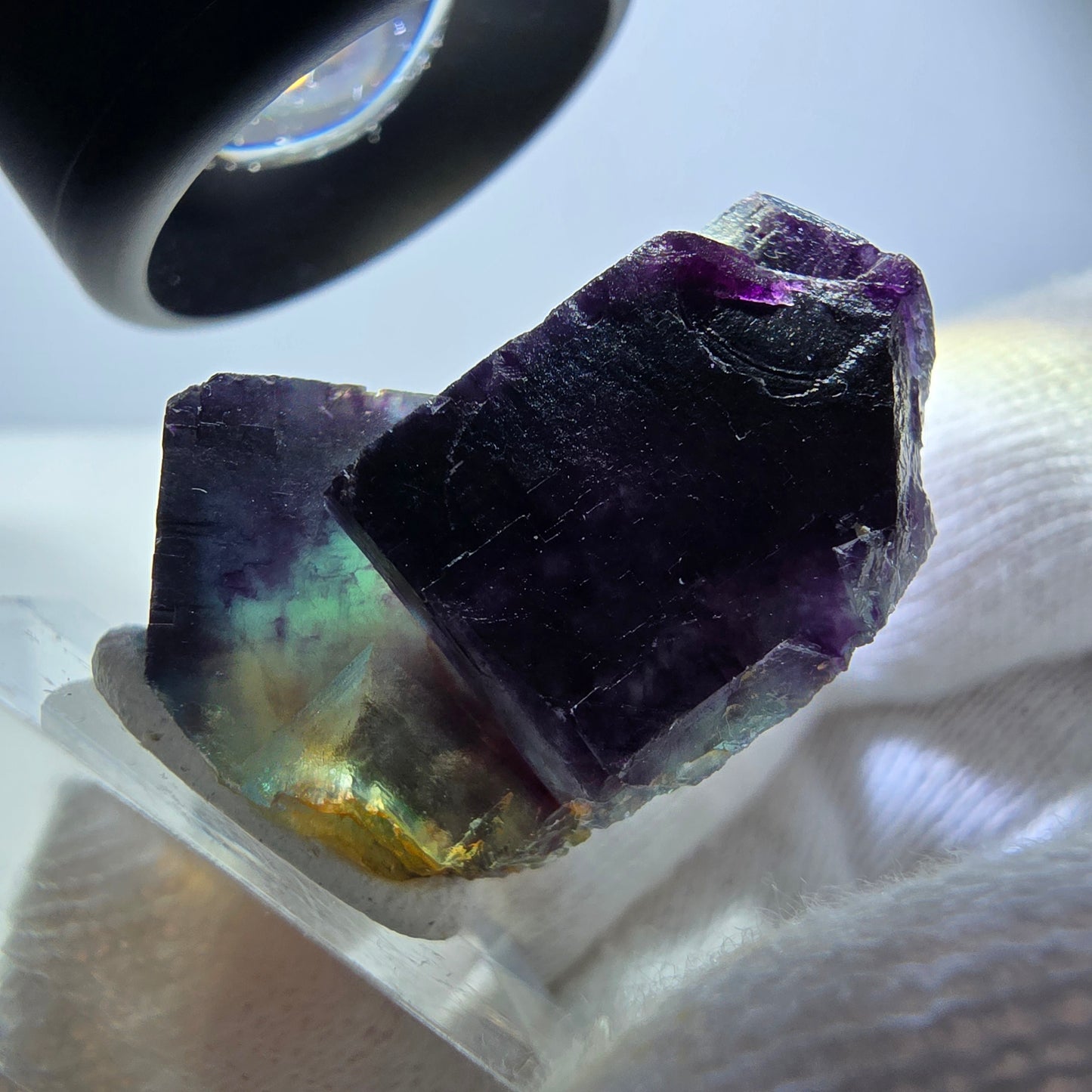 Seltene Phantom Fluorit Würfel Stufe zonal grün lila Okorusu, Namibia 34*27*20mm
