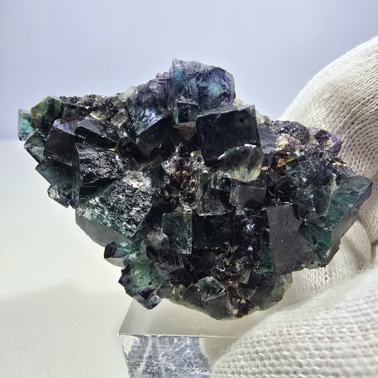 Clear Phantom Fluorite Cube Specimen zonal green purple Okorusu, Namibia 60*39*24mm