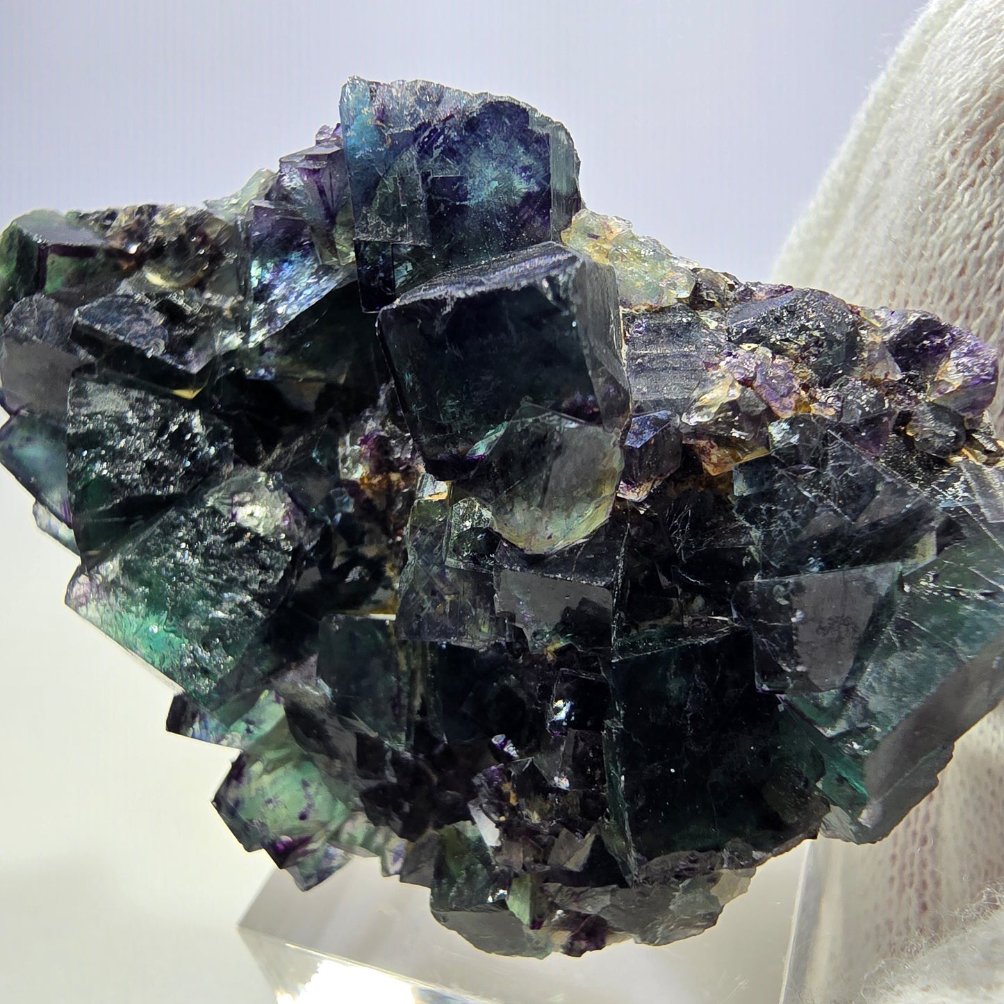 Clear Phantom Fluorite Cube Specimen zonal green purple Okorusu, Namibia 60*39*24mm