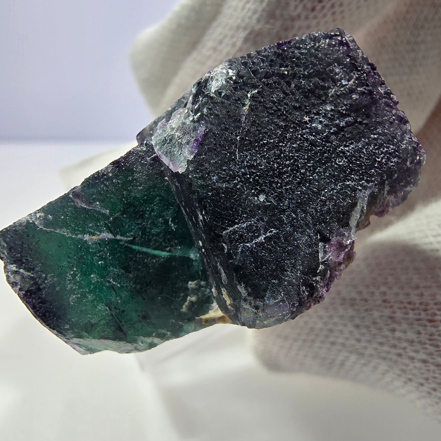 Clear Phantom Fluorite Cube Specimen zonal green purple Okorusu, Namibia 37*27*19mm