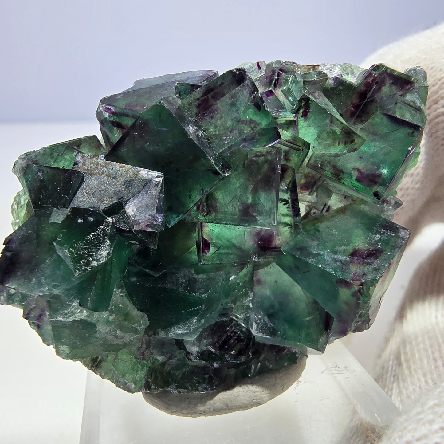 Clear Phantom Fluorite Cube Specimen zonal green purple Okorusu, Namibia 45*31*13mm