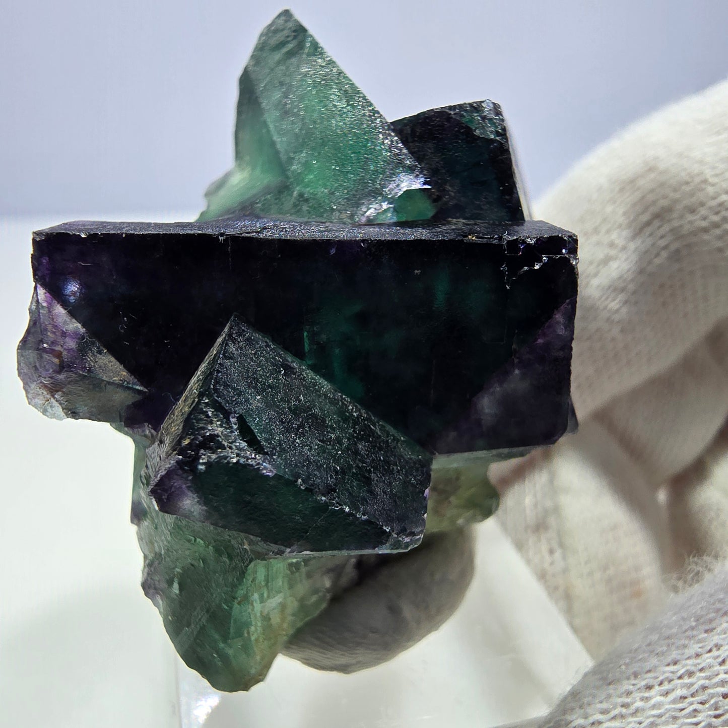Clear Phantom Fluorite Cube Specimen zonal green purple Okorusu, Namibia 51*33*33mm