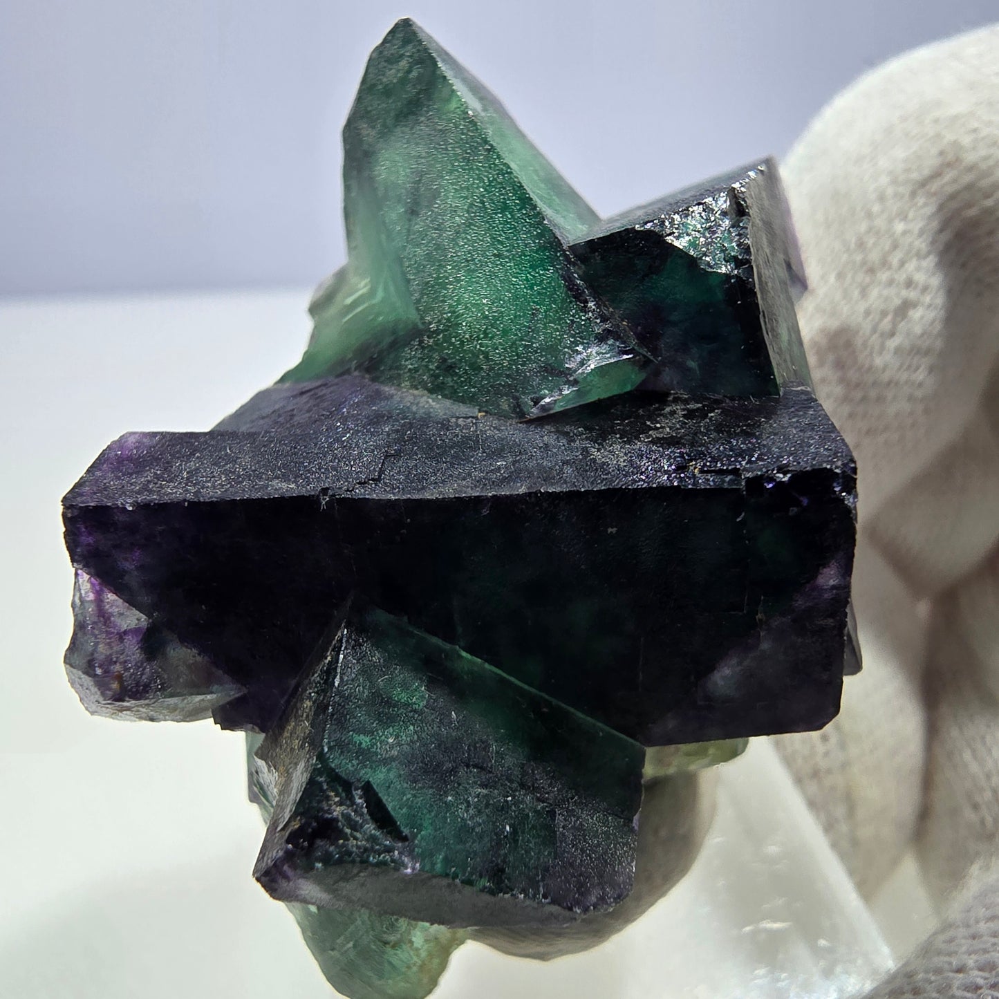 Clear Phantom Fluorite Cube Specimen zonal green purple Okorusu, Namibia 51*33*33mm