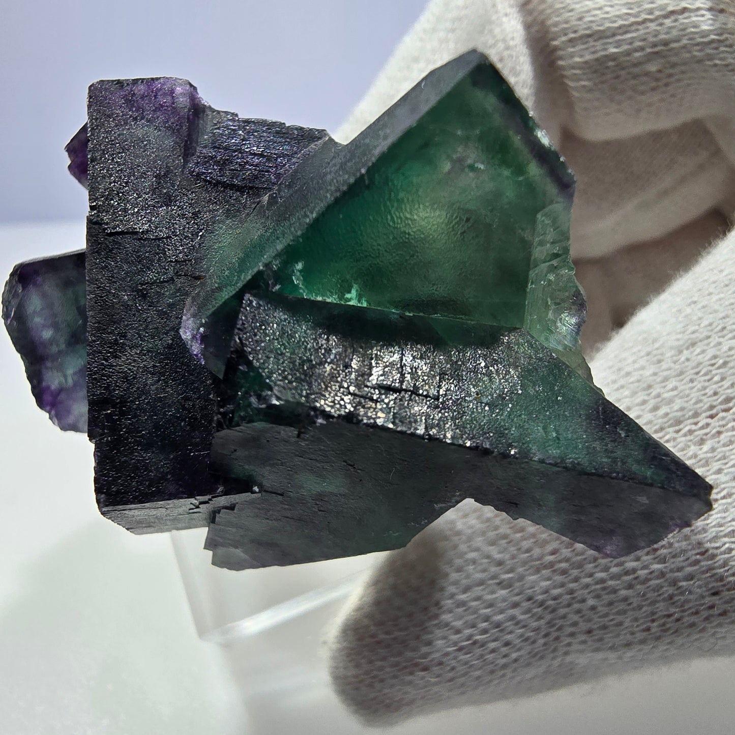 Clear Phantom Fluorite Cube Specimen zonal green purple Okorusu, Namibia 51*33*33mm