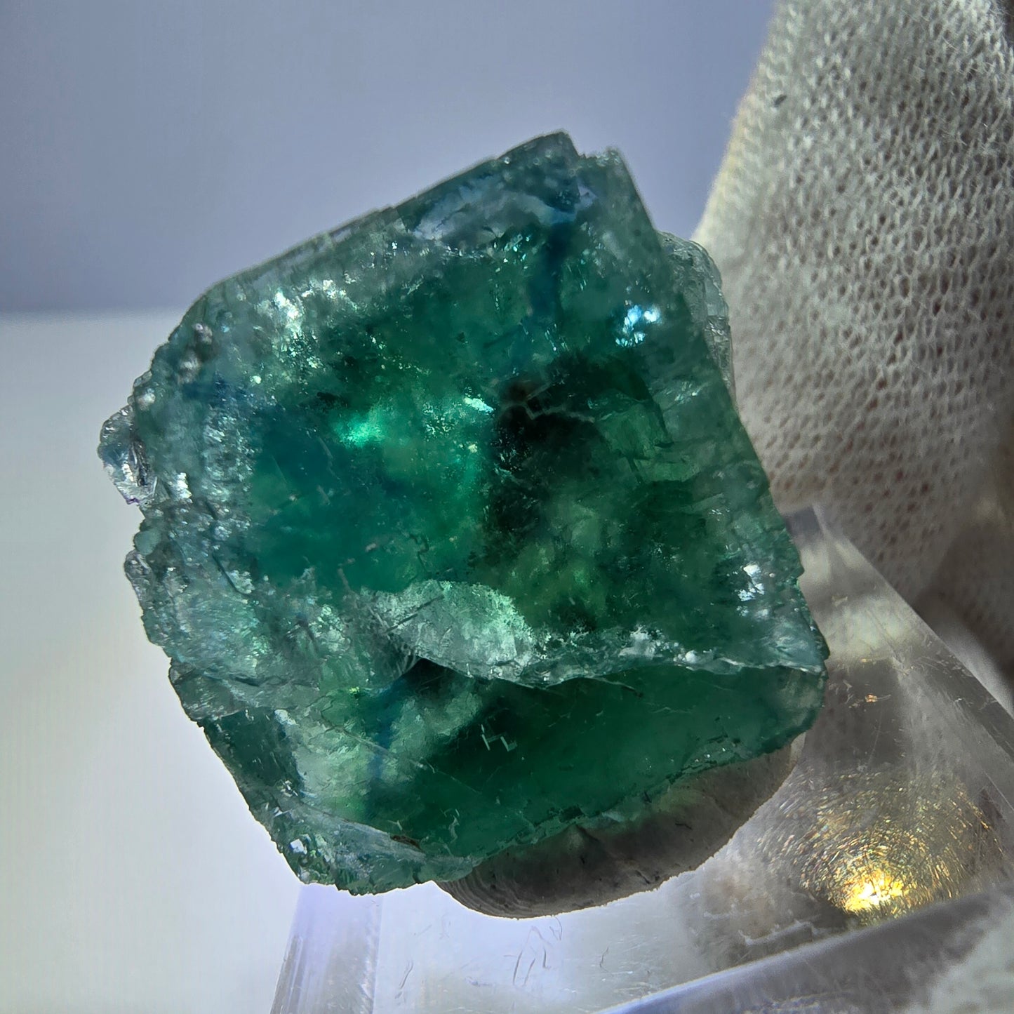 Phantom Fluorit Würfel Stufe parkettiert grün türkis Okorusu Namibia 27*27 *22mm