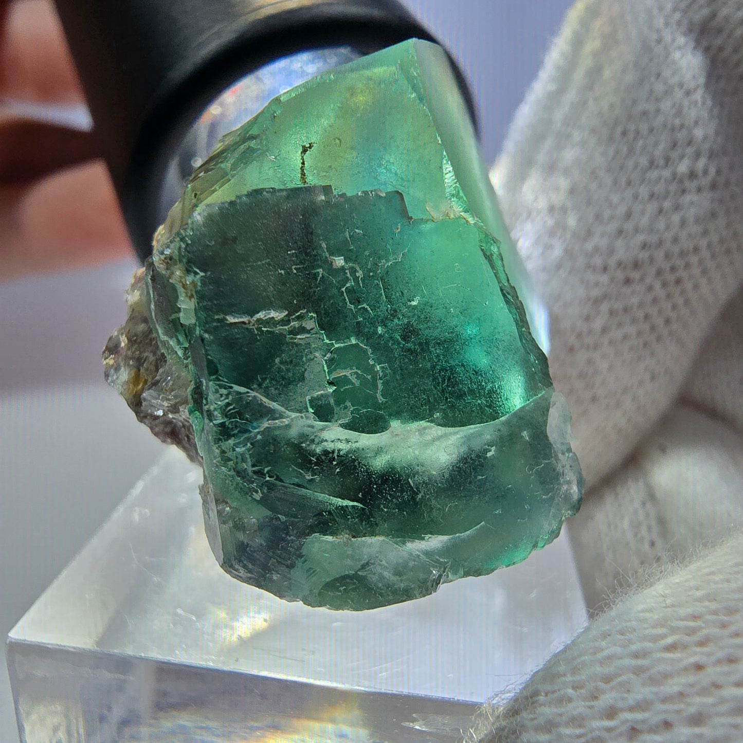 Clear Phantom Fluorite Cube Specimen, green turquoise Okorusu, Namibia 32*25*19mm