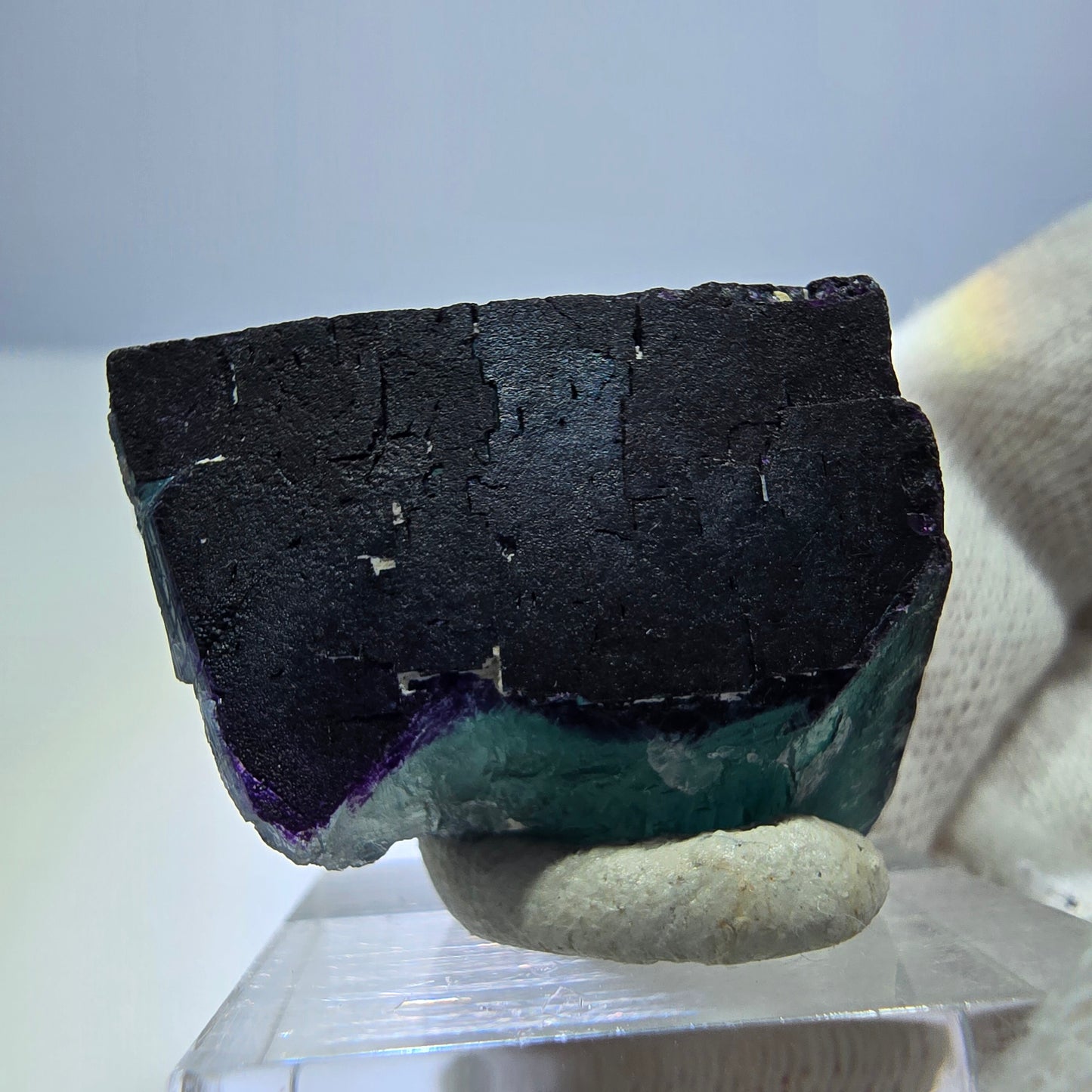 Clear Fluorite Cube, parquetted green purple 11:11 Angel Pocket Okorusu, Namibia 30*30*22mm
