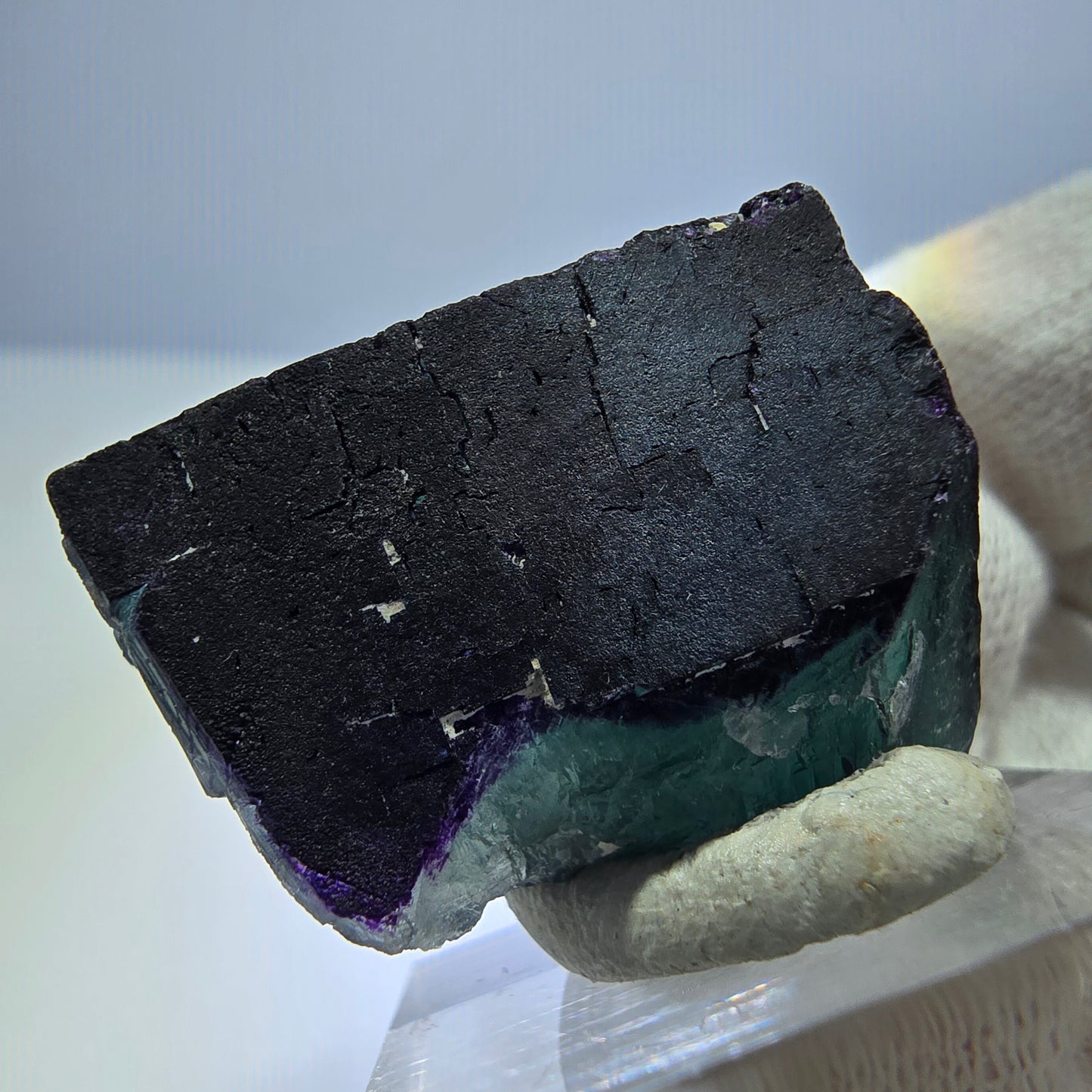Clear Fluorite Cube, parquetted green purple 11:11 Angel Pocket Okorusu, Namibia 30*30*22mm