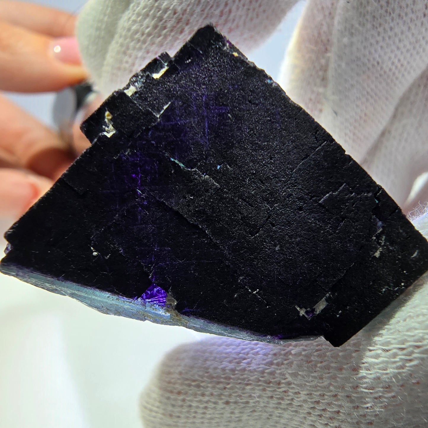 Clear Fluorite Cube, parquetted green purple 11:11 Angel Pocket Okorusu, Namibia 30*30*22mm