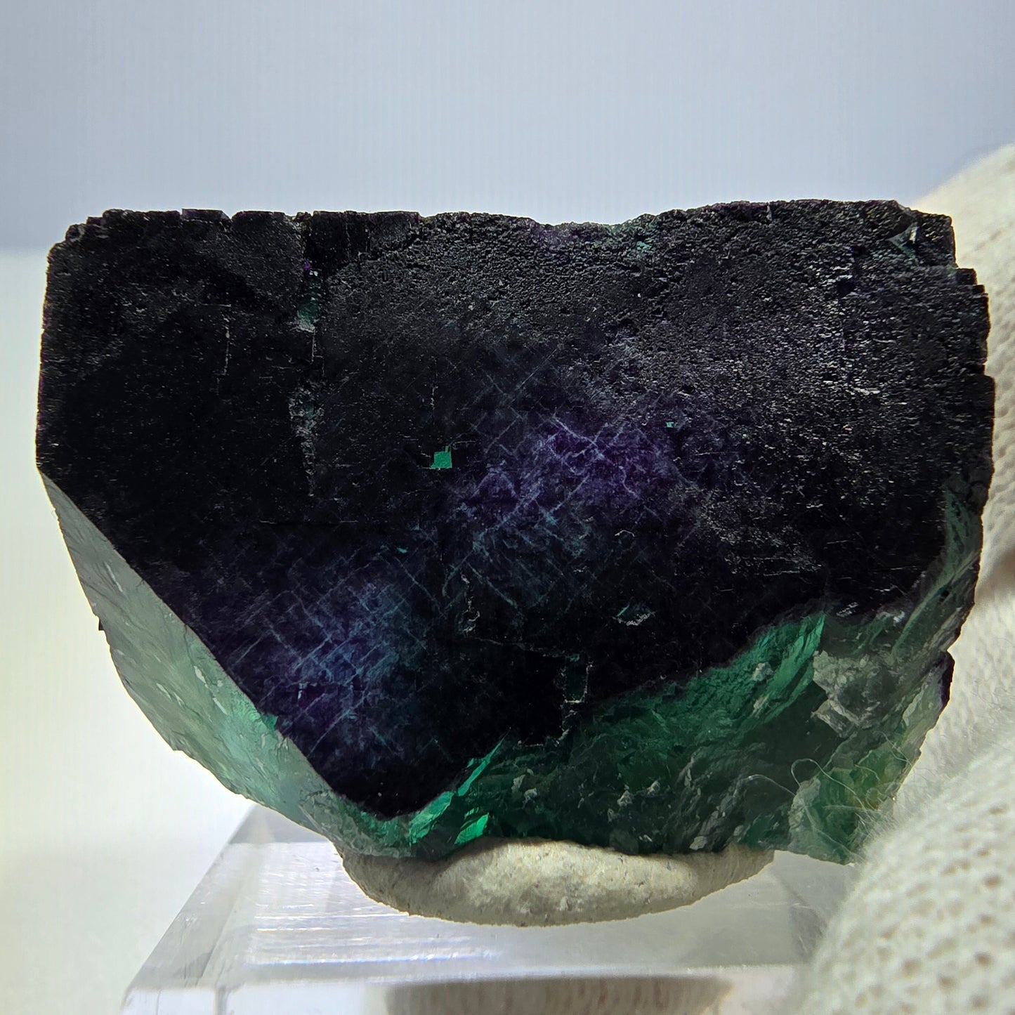 Klarer Fluorit Würfel, parkettiert grün lila 11:11 Angel Pocket Okorusu, Namibia 43*24*28mm