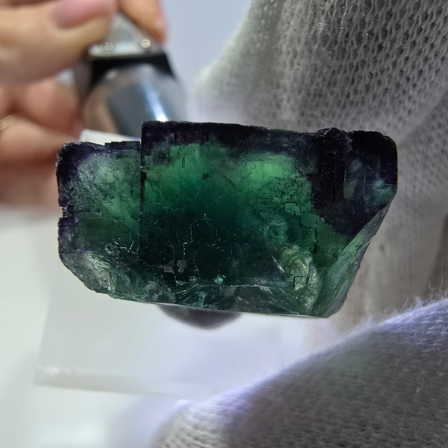 Spécimen de cube de fluorite fantôme parqueté zonal Okorusu, Namibie 28*26*14mm