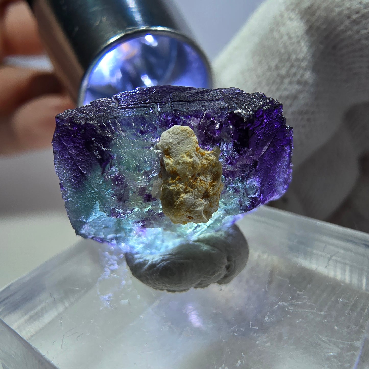Spécimen de cube de fluorite fantôme parqueté zonal Okorusu, Namibie 16*16*14mm