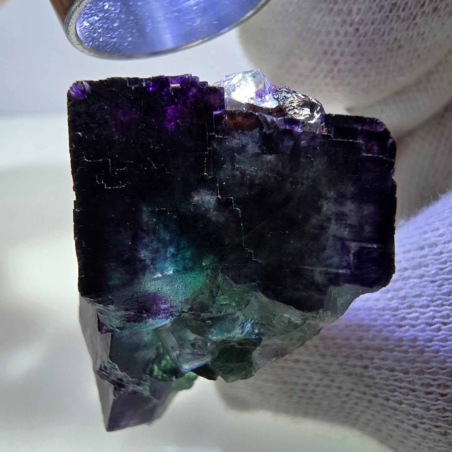 Klare Phantom Fluorit Würfel Stufe zonal grün lila Okorusu, Namibia 41*24*21mm