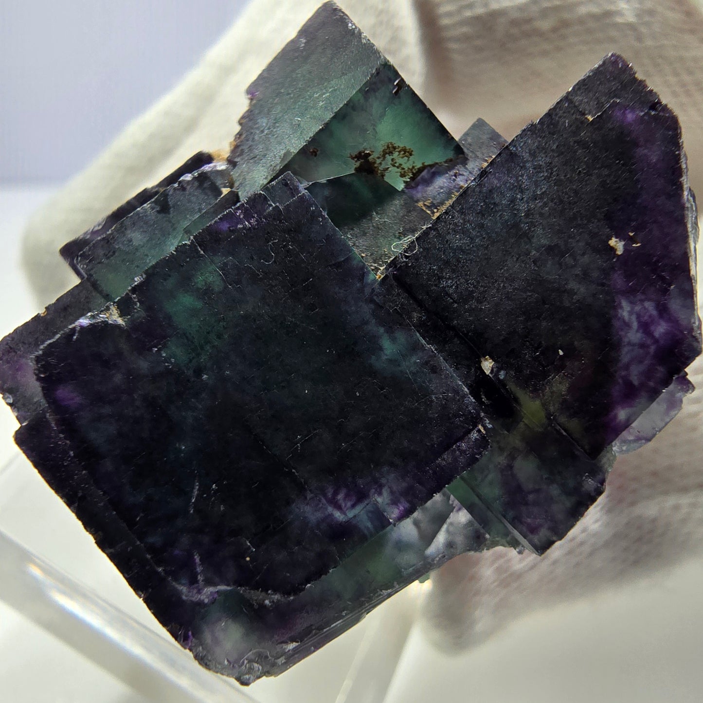 Klare Phantom Fluorit Würfel Stufe zonal grün lila Okorusu, Namibia 33*28*26mm