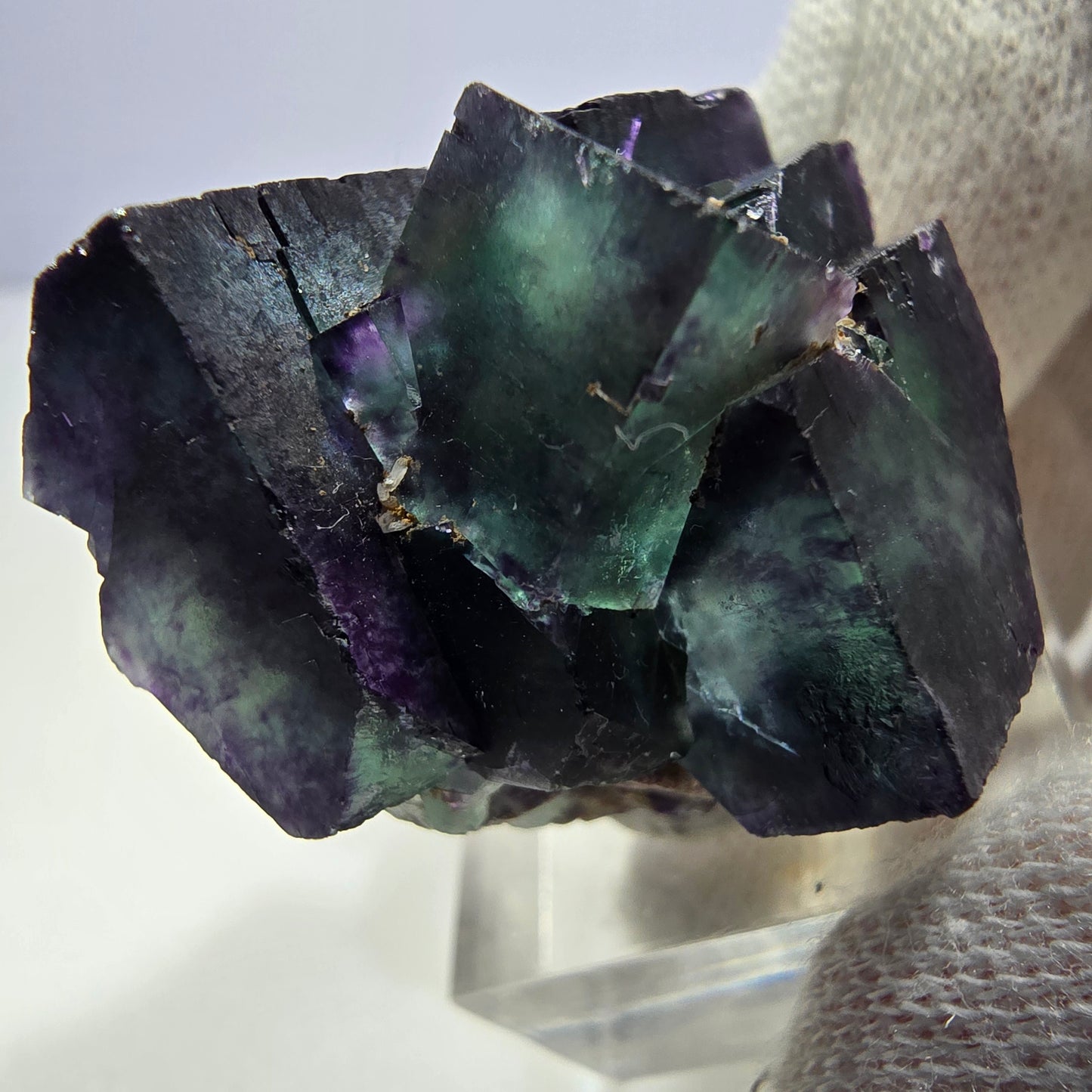 Klare Phantom Fluorit Würfel Stufe zonal grün lila Okorusu, Namibia 33*28*26mm