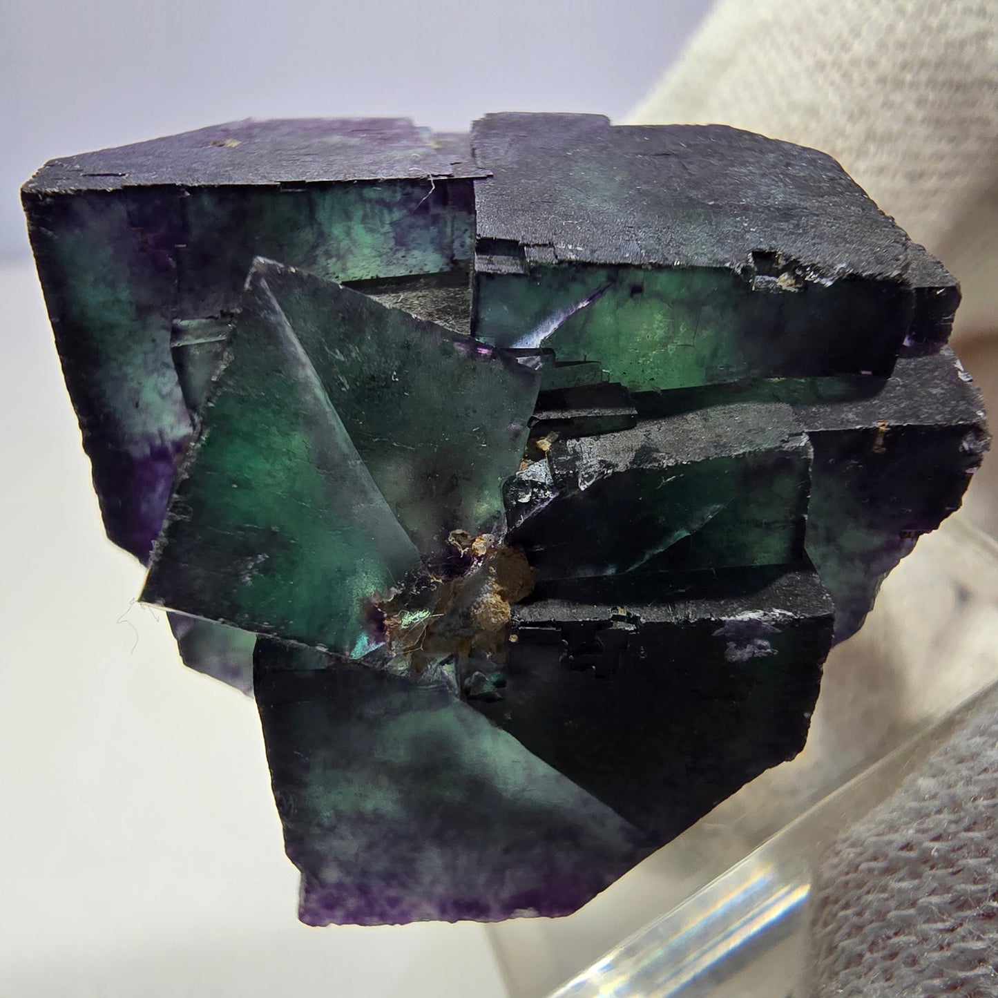 Klare Phantom Fluorit Würfel Stufe zonal grün lila Okorusu, Namibia 33*28*26mm